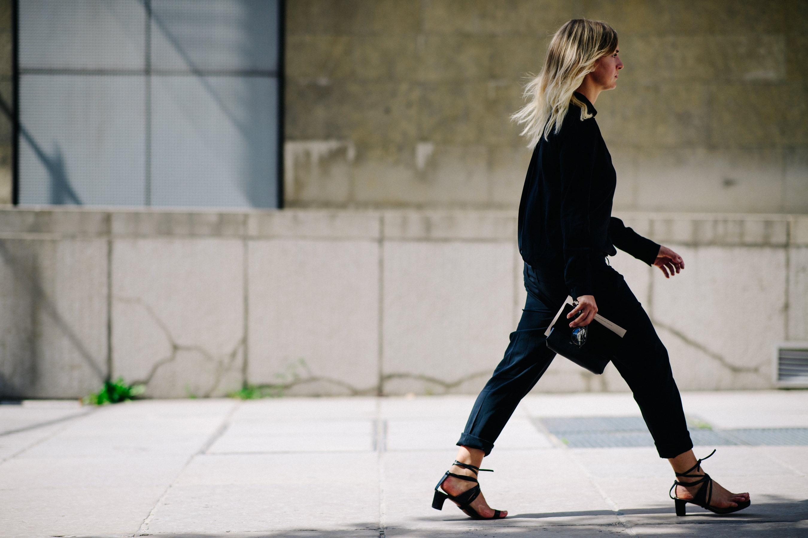 Woman wearing a black top