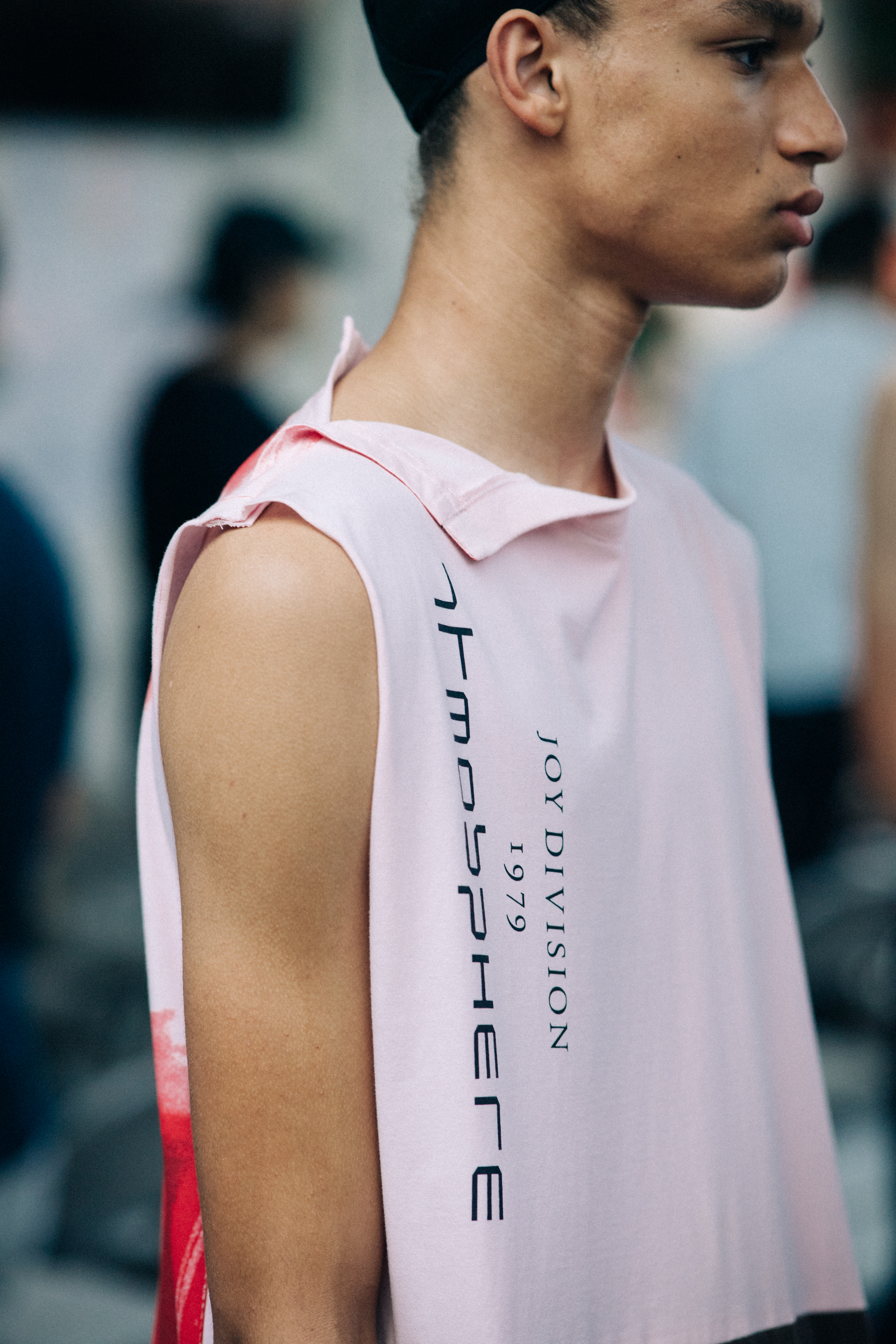 Male model wearing pink shirt