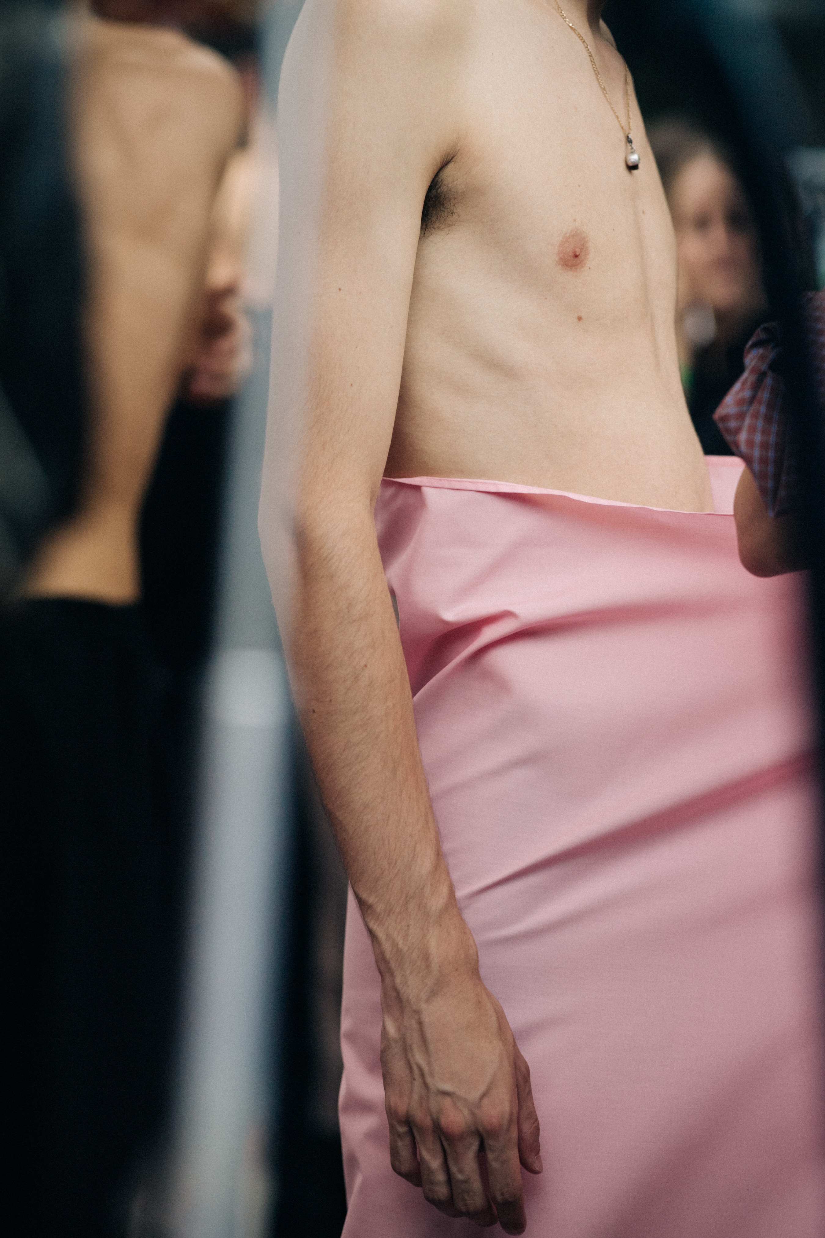 Male model wearing pink
