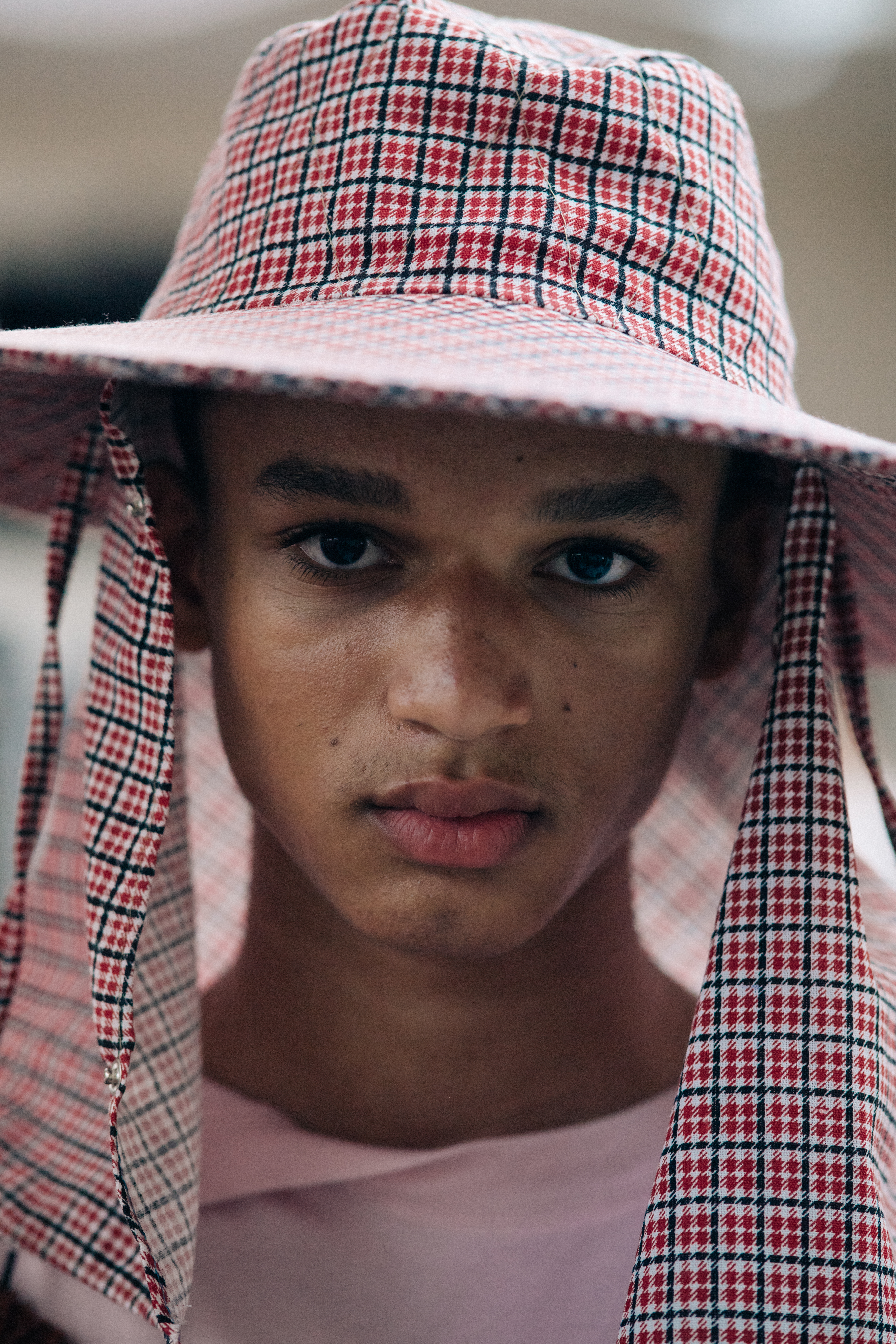 Portrait of a male model wearing hat