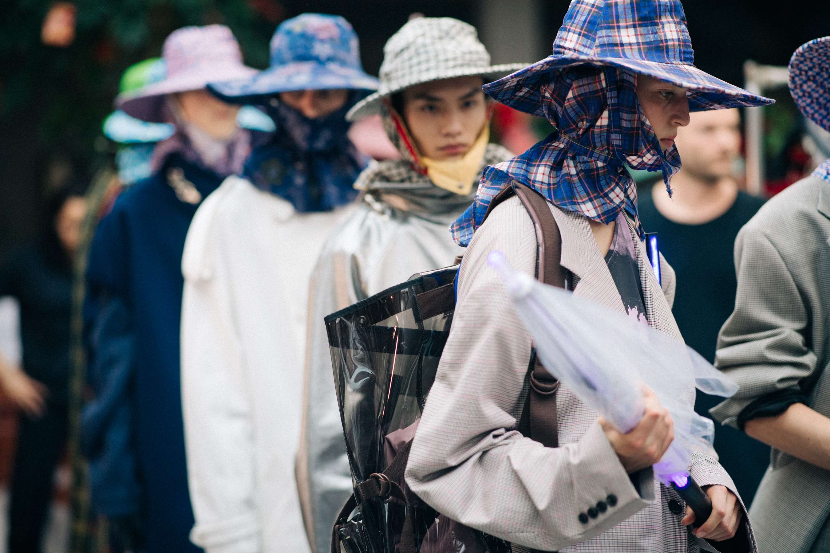 Group of models dressed before a show
