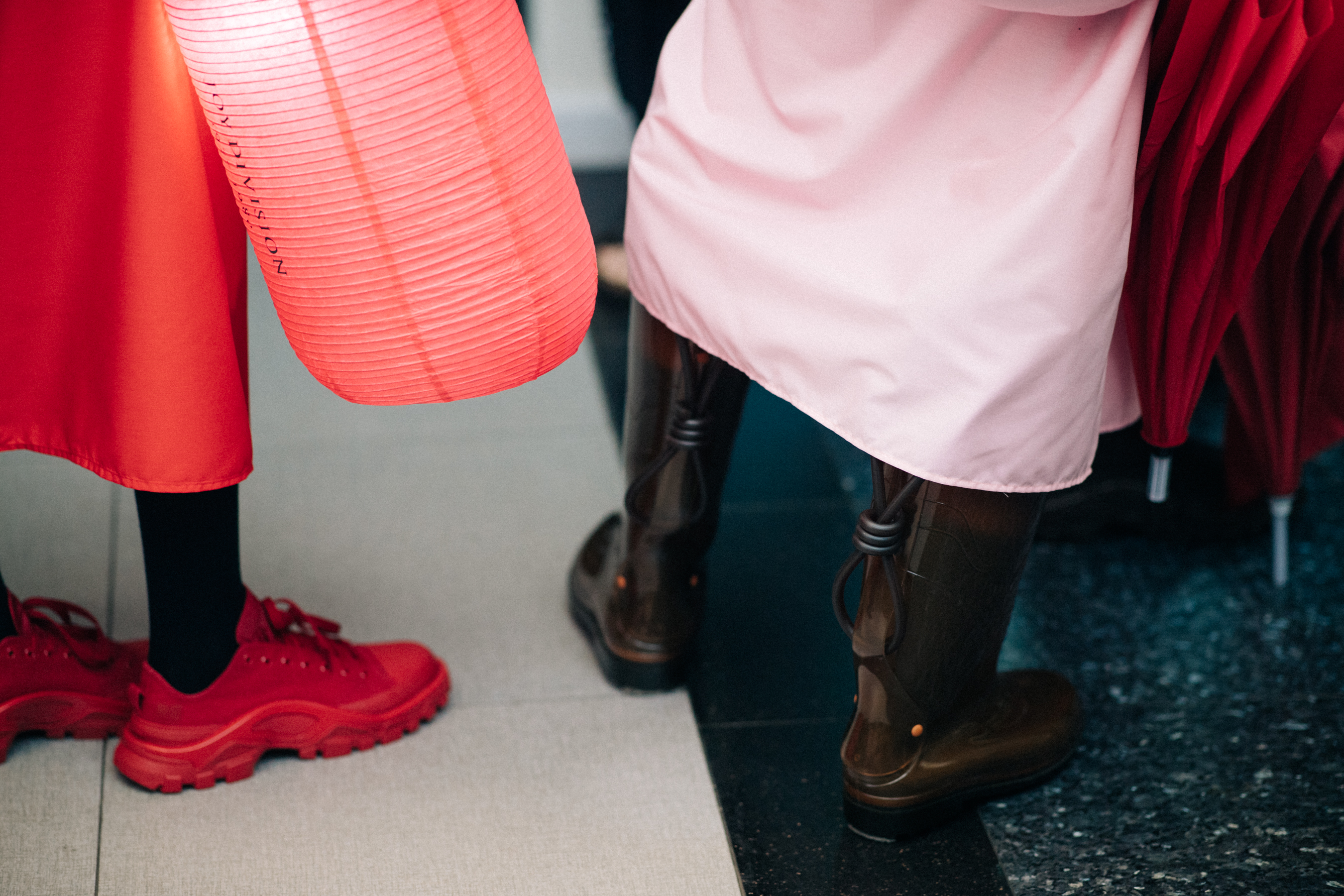 Models wearing rubber boots