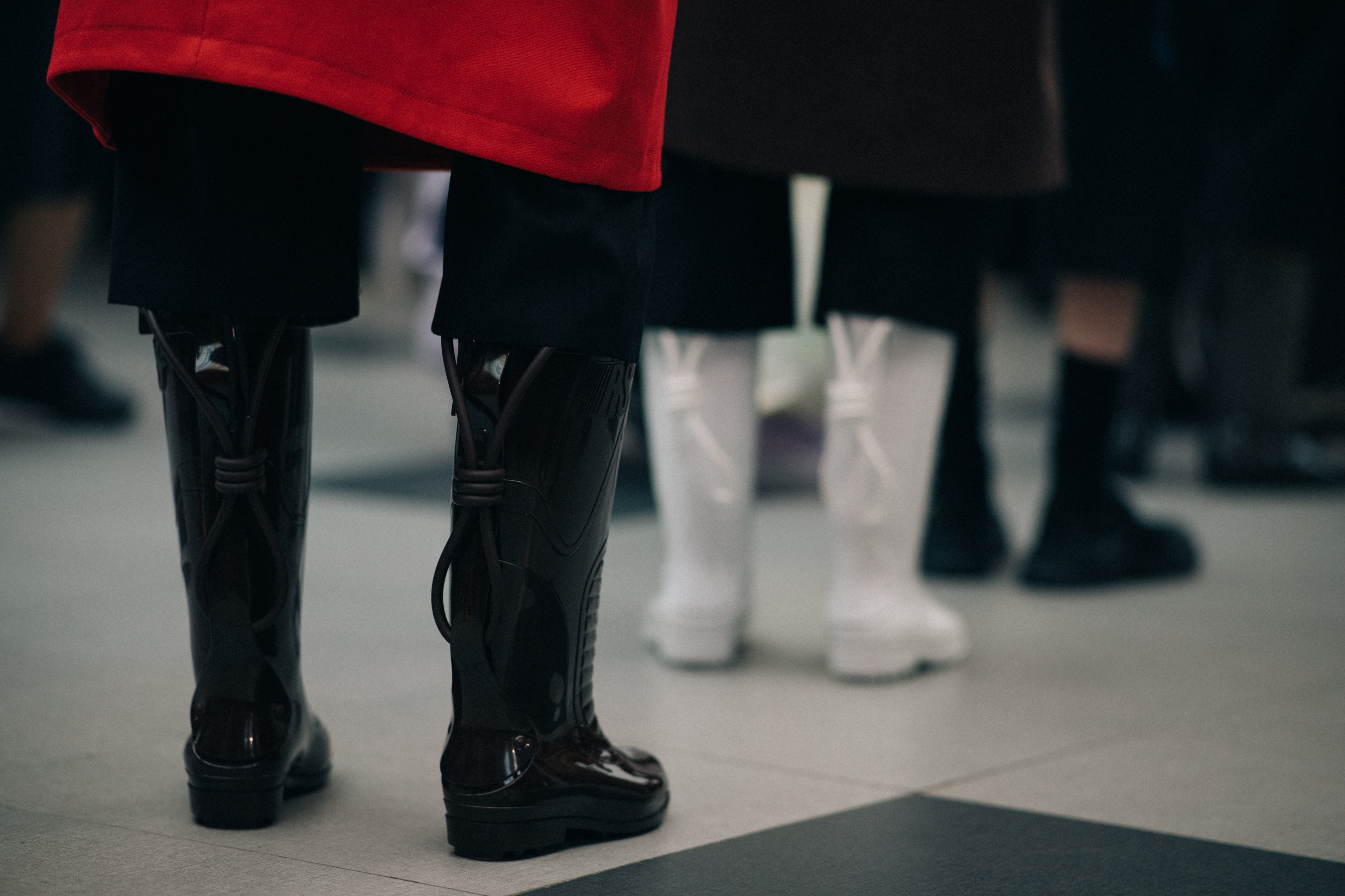 Group of models wearing rubber boots