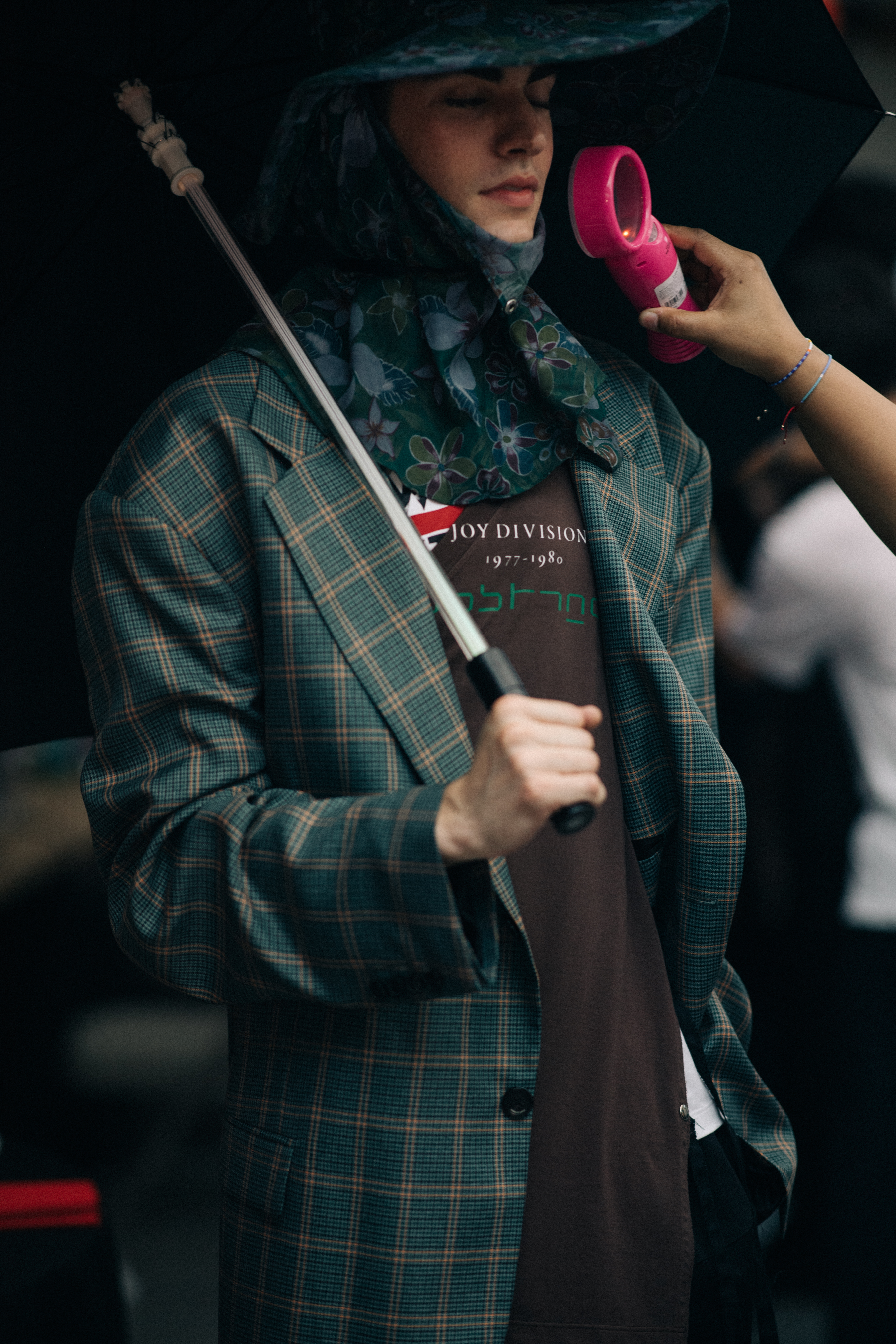 Male model wearing green coat