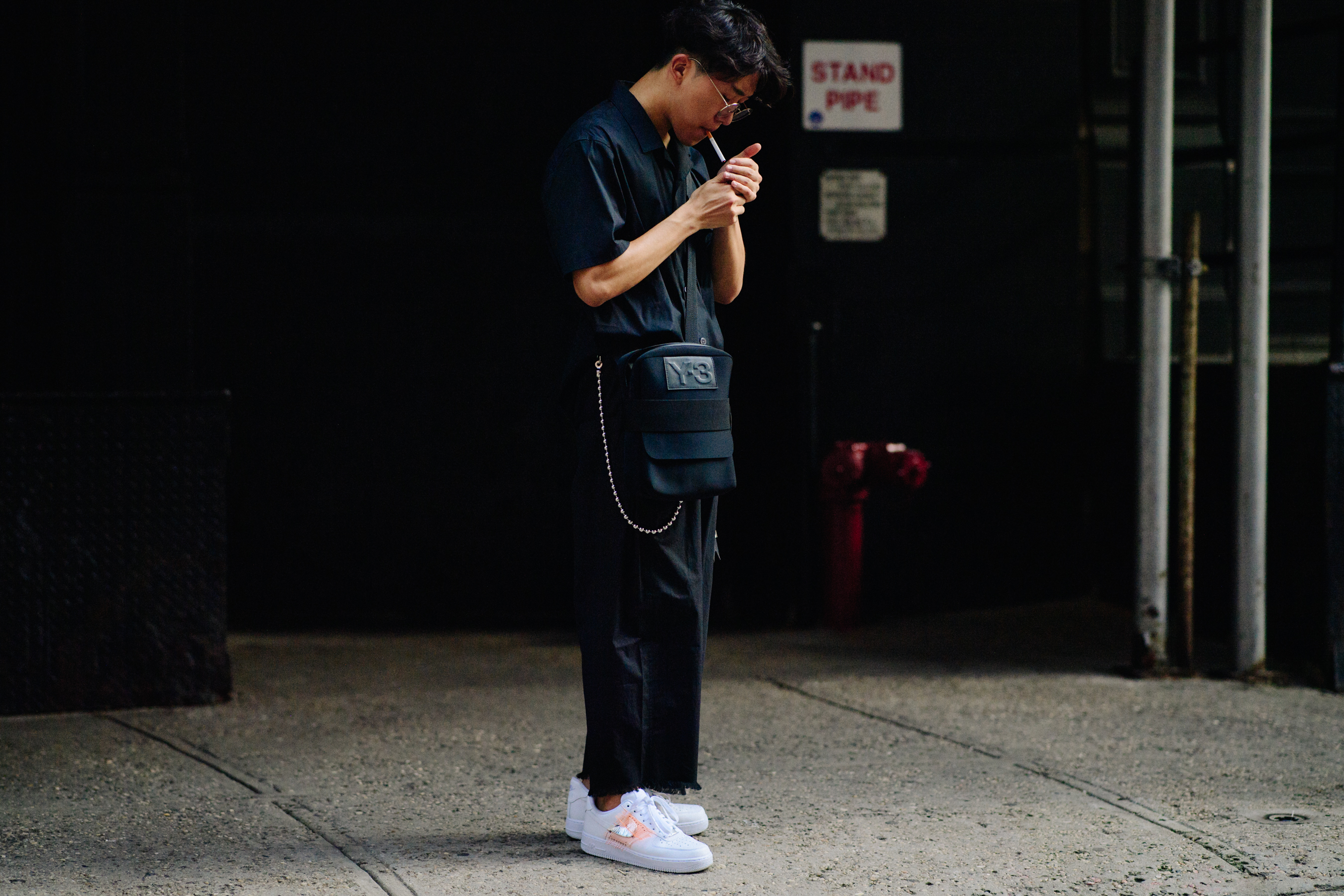 Man wearing custom Nike Air Force One