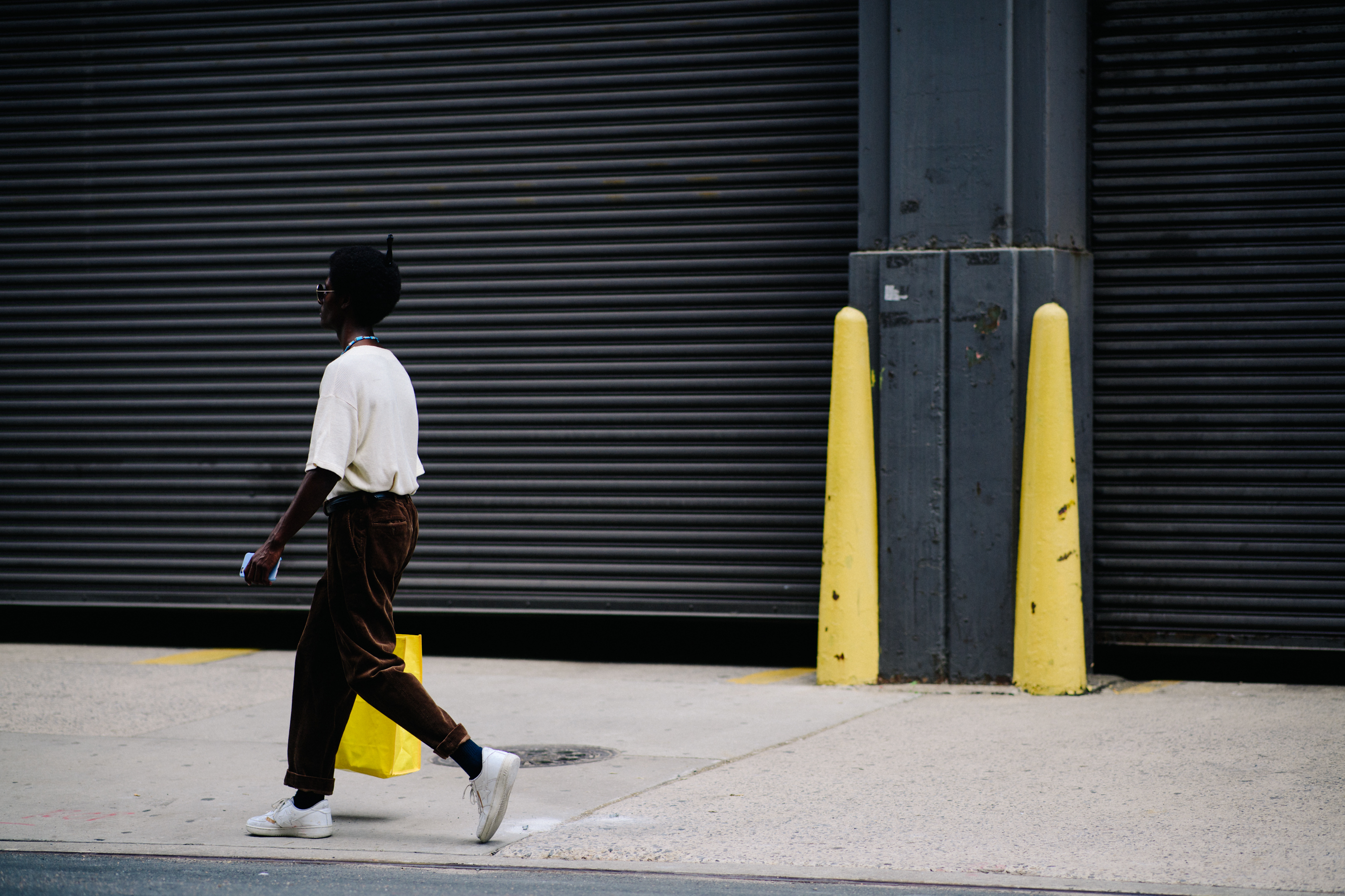Man wearing white sneakers