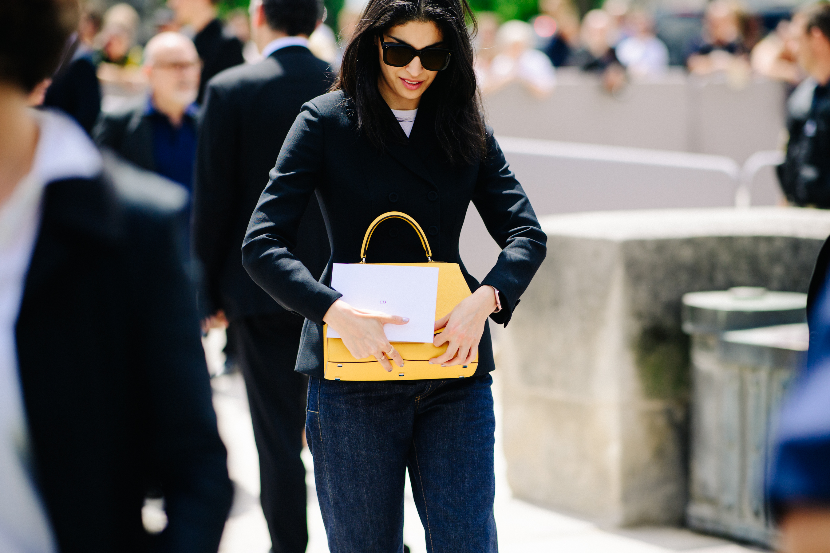 Tank magazine editor wearing black blazer
