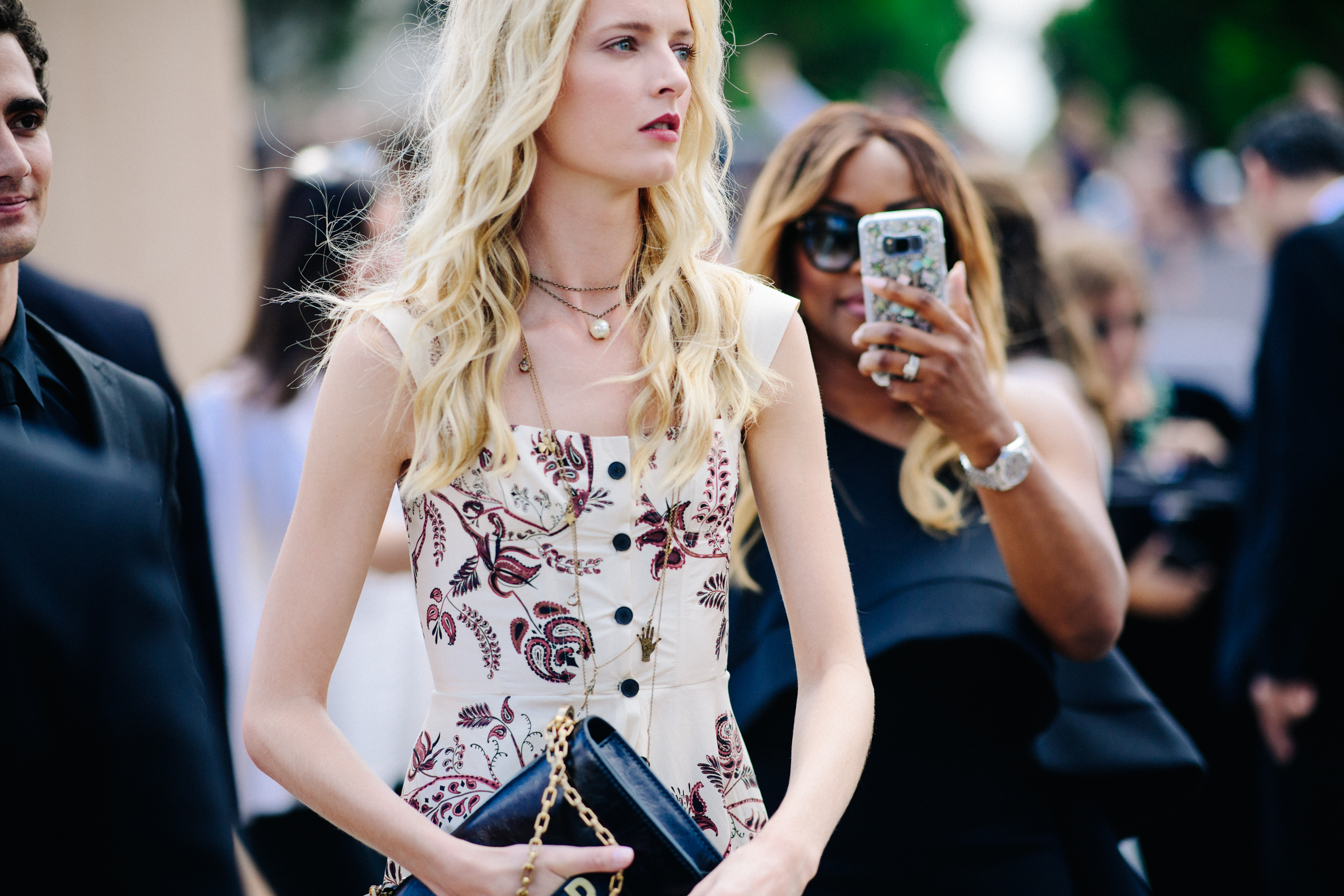 Model wearing Christian Dior dress
