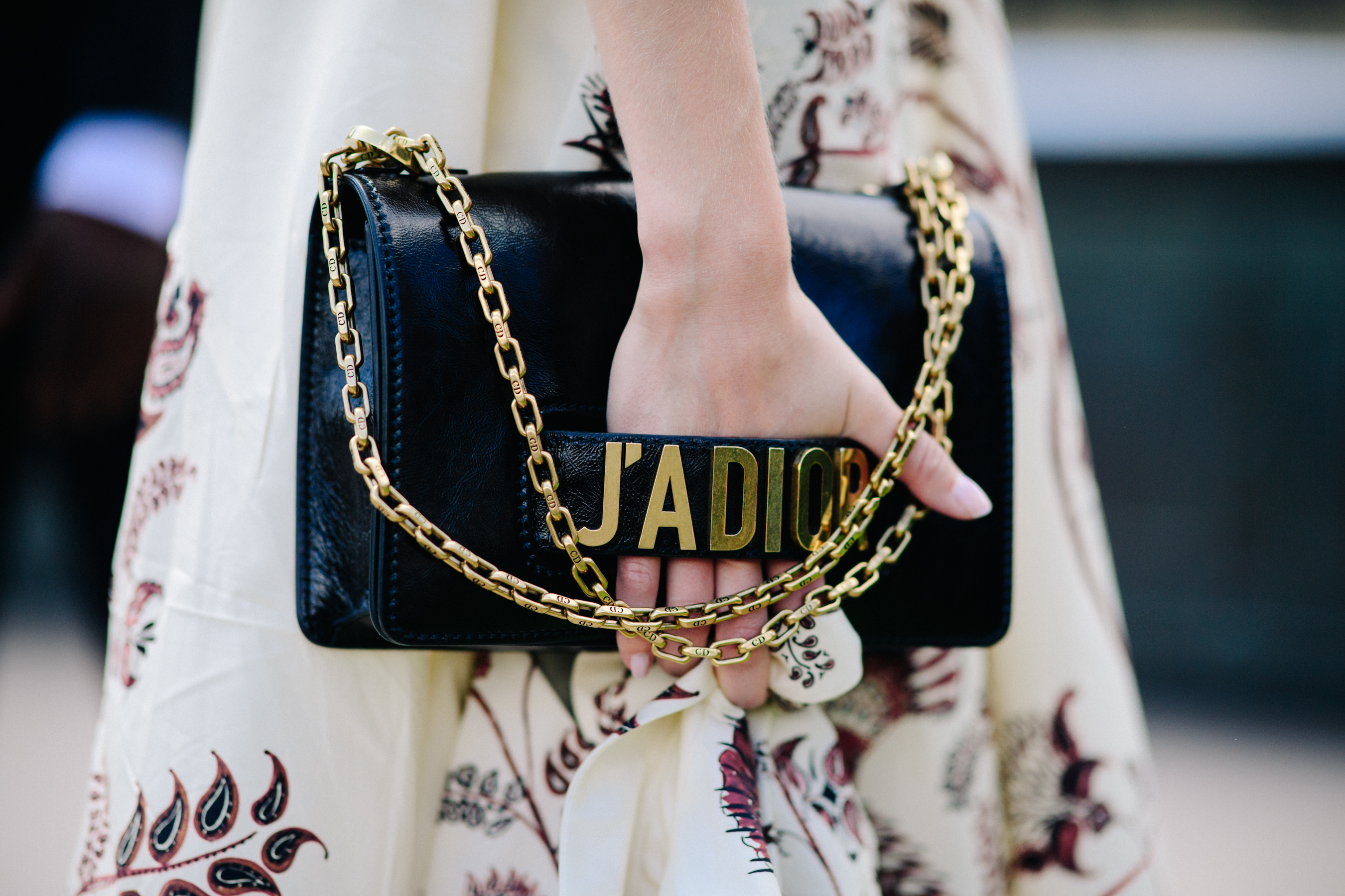 Model wearing Christian Dior hand bag