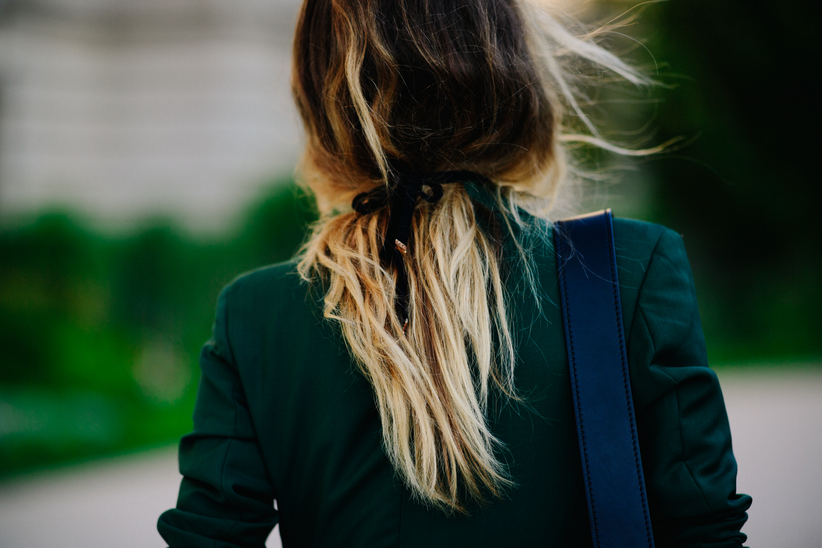 Woman wearing bow tie in hair