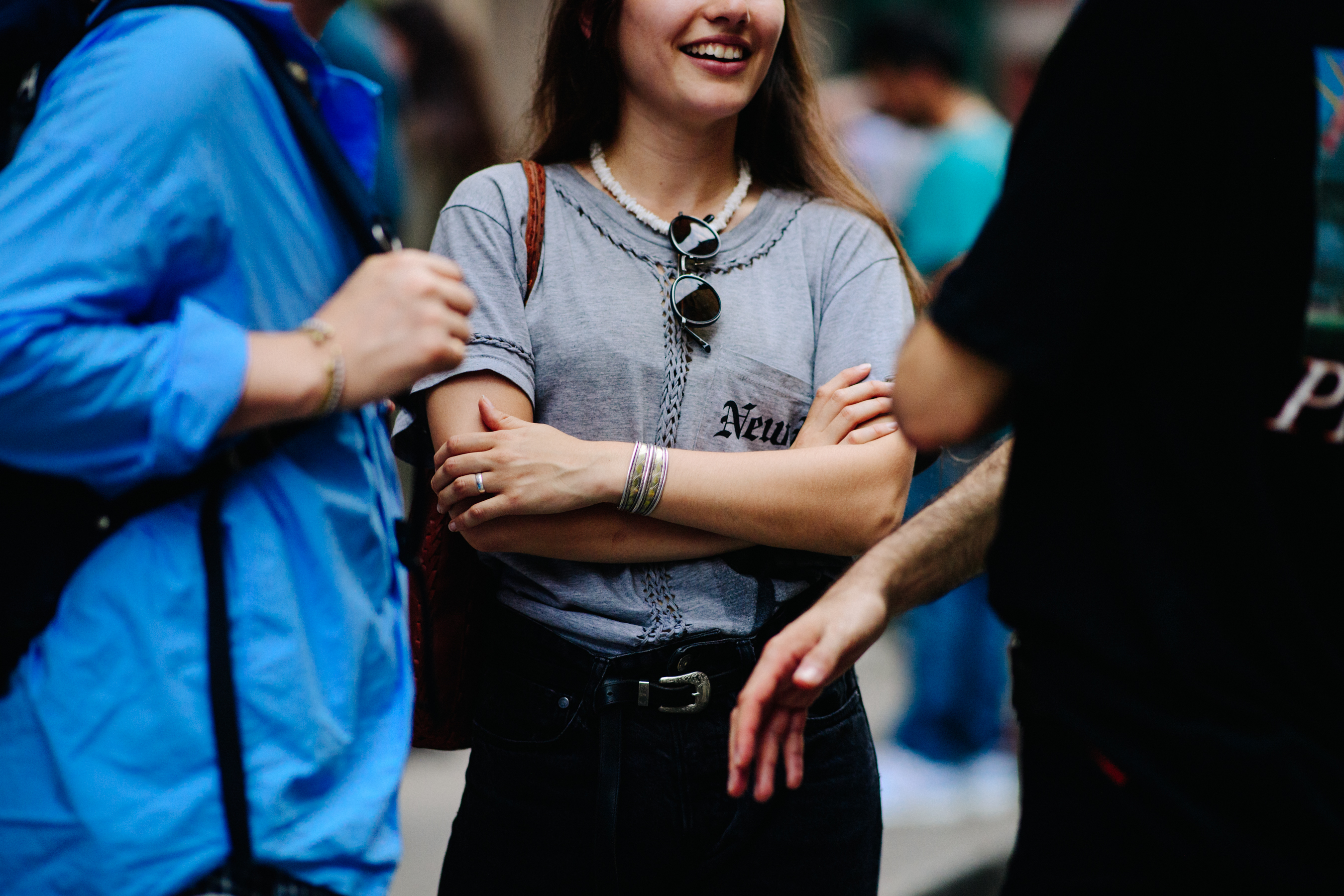 French Canadian girl wearing gray shirt