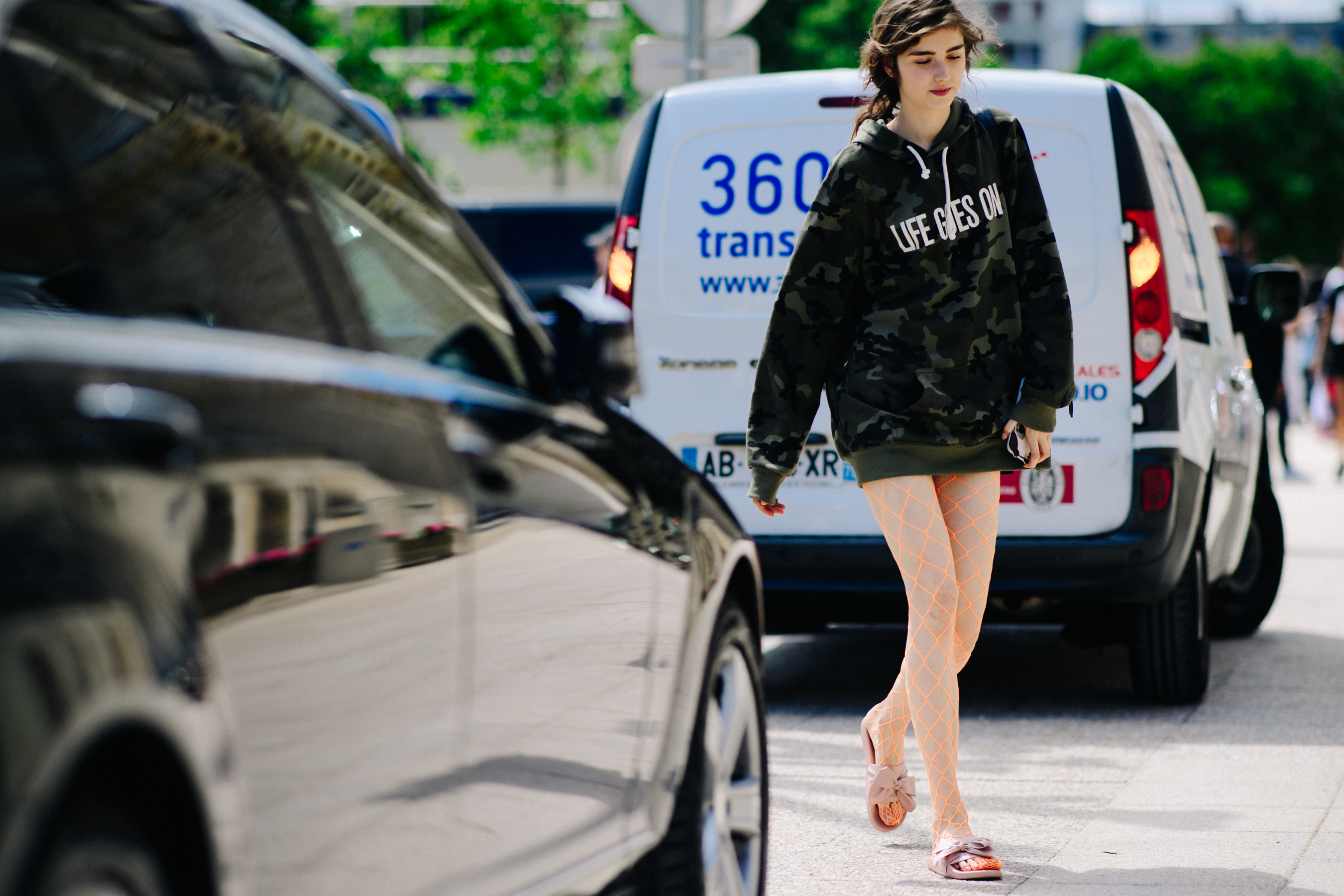 Model after Christian Dior couture show