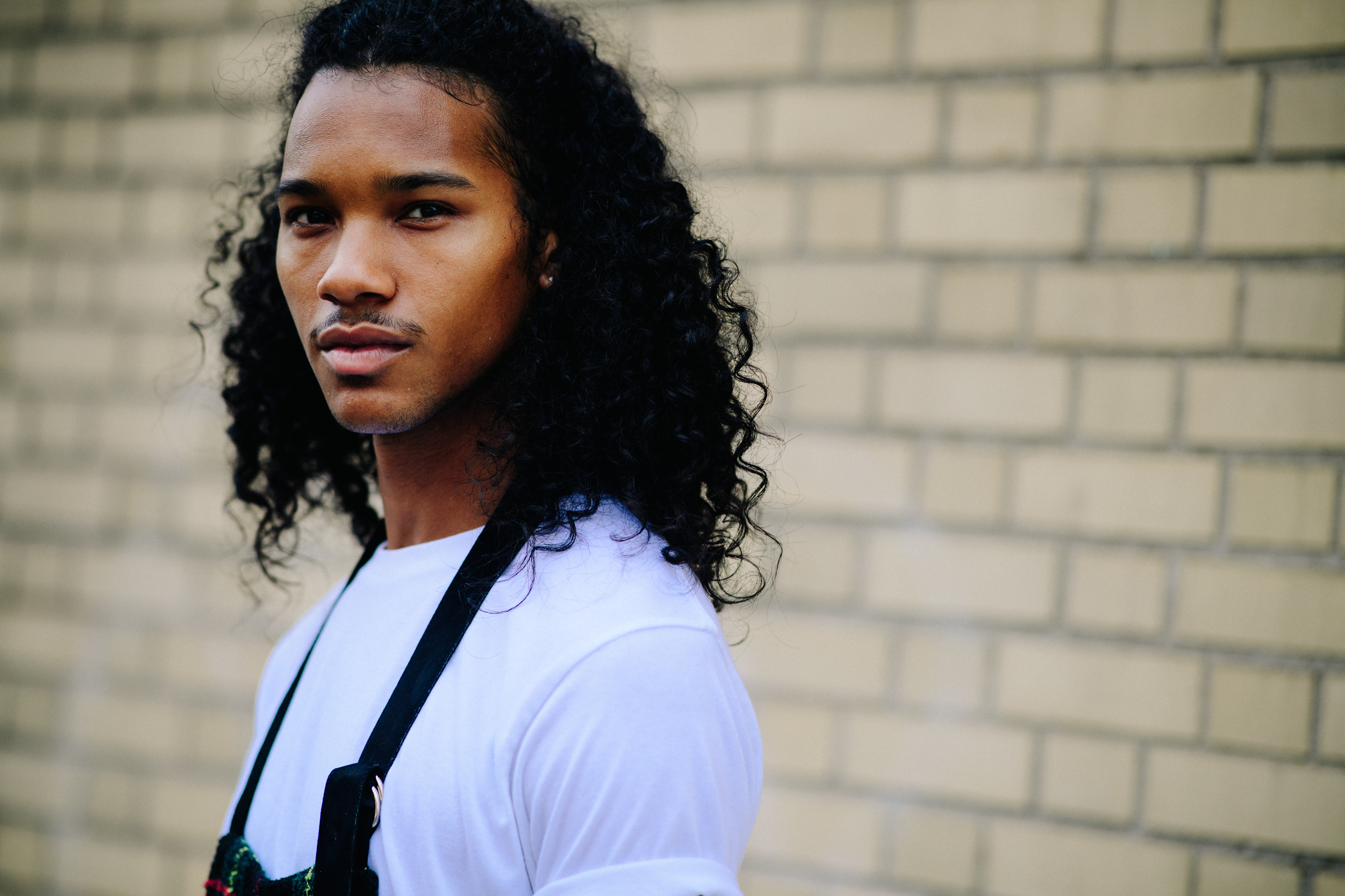 Male model with curly hair