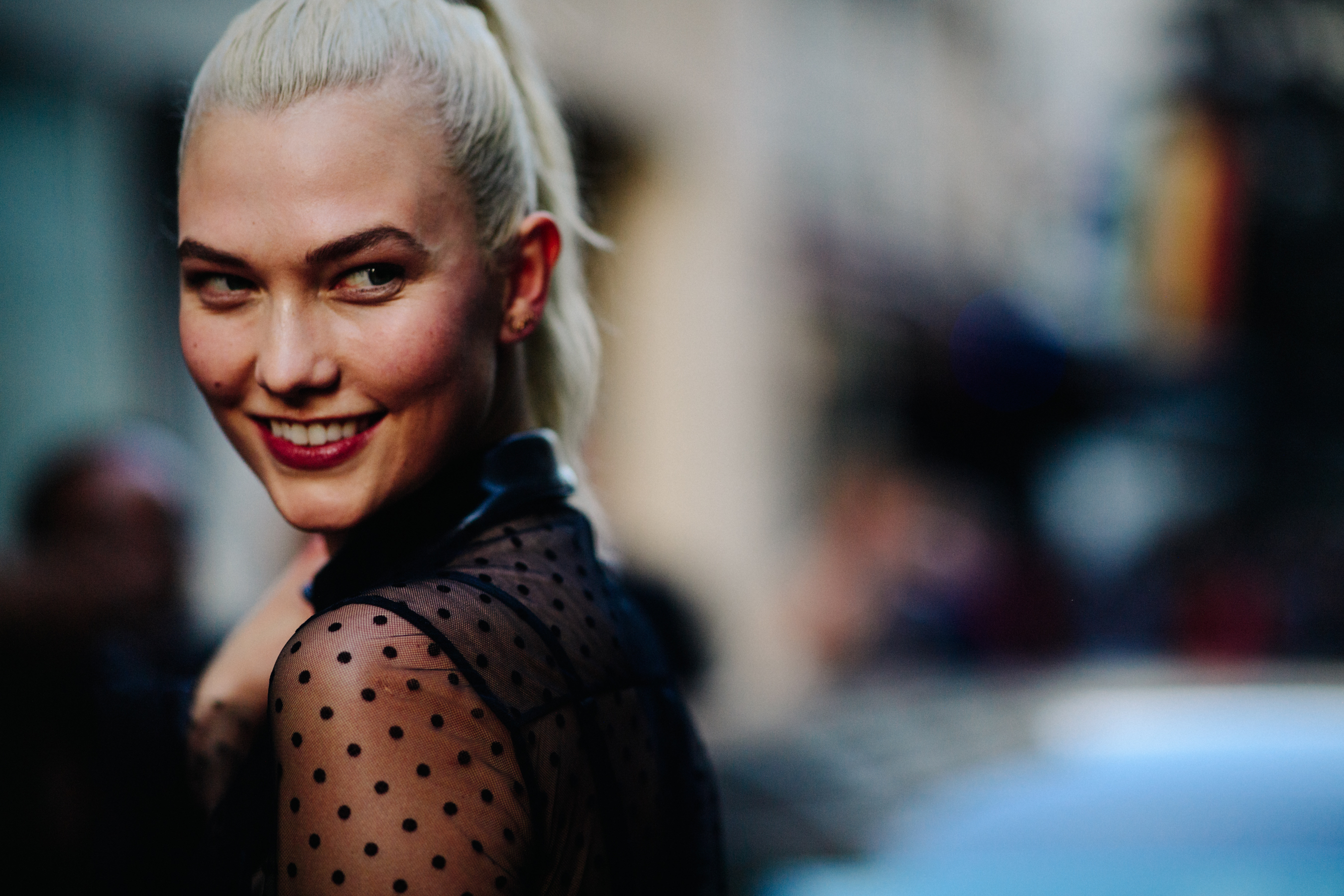 Top model smiling to the cameras