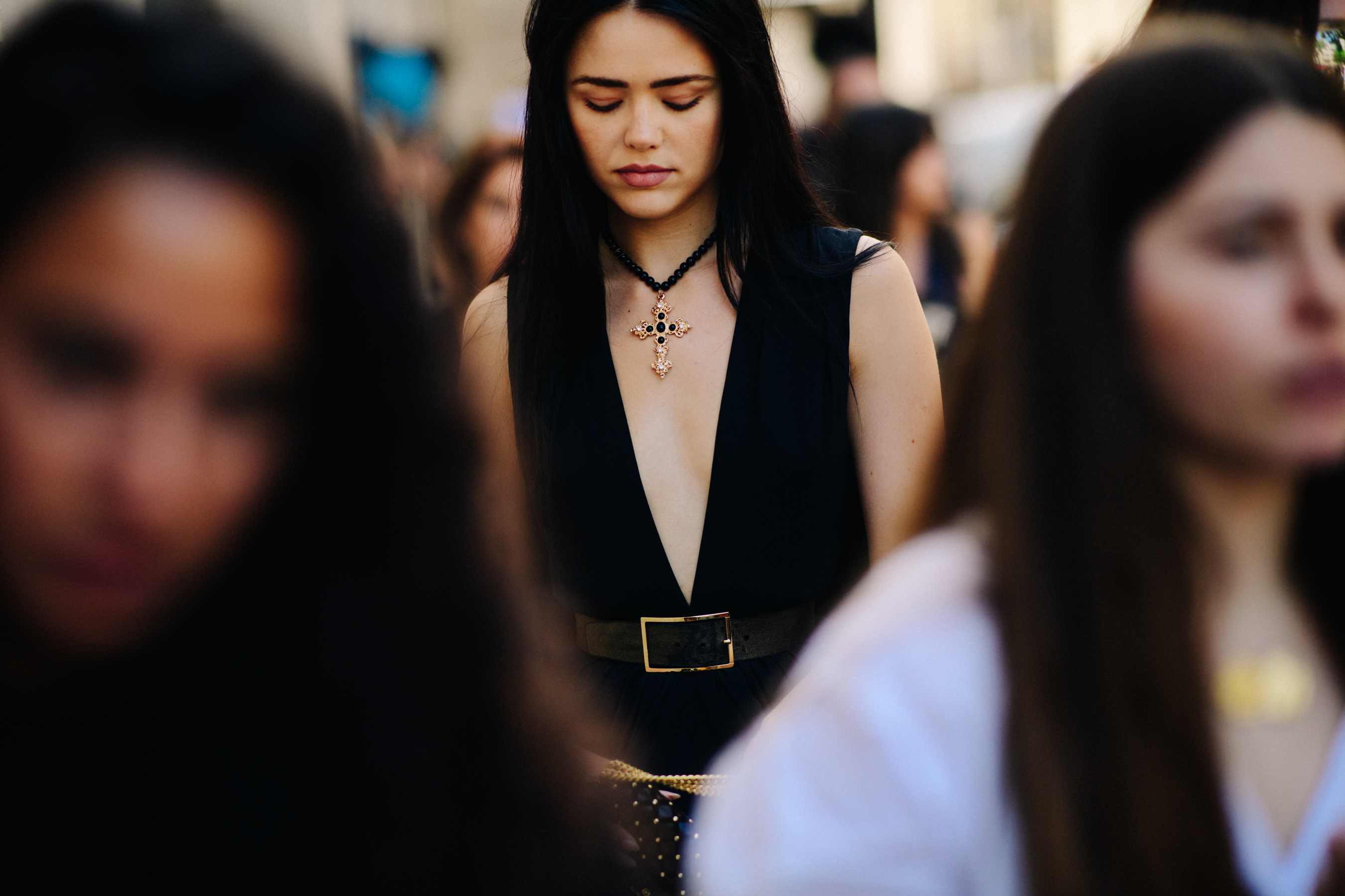 Russian woman wearing a golden cross