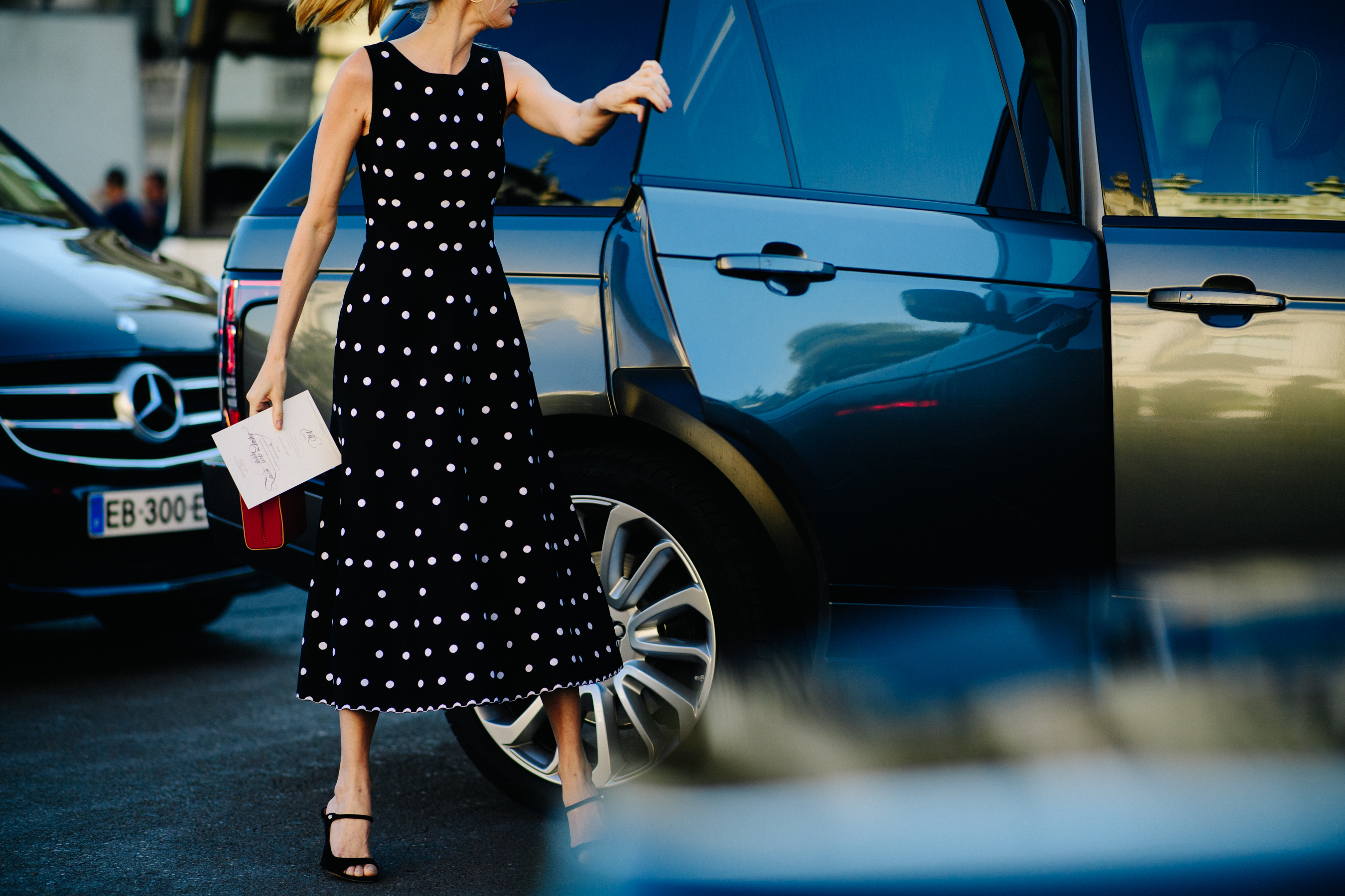 Woman wearing long black dress