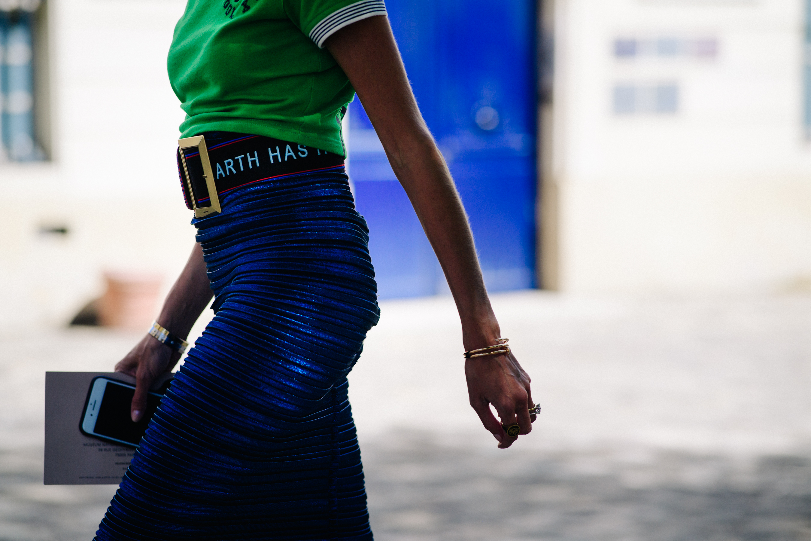 Woman wearing green polo shirt