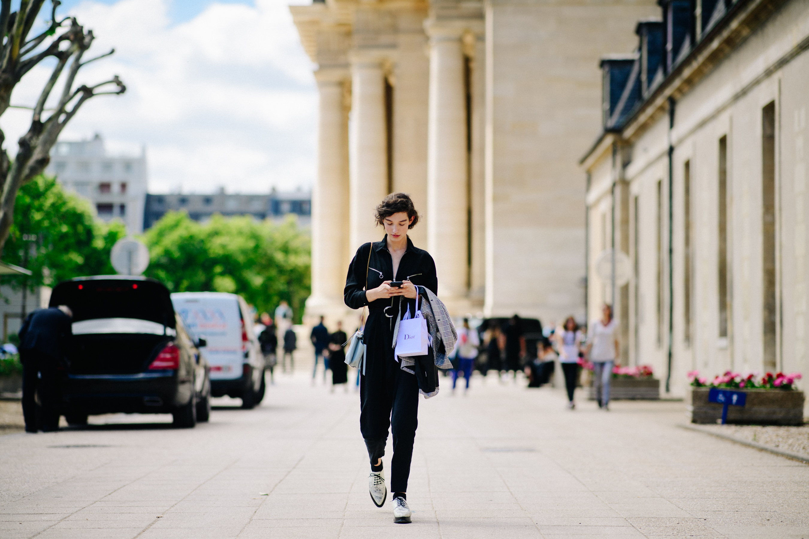 Model after Christian Dior couture show