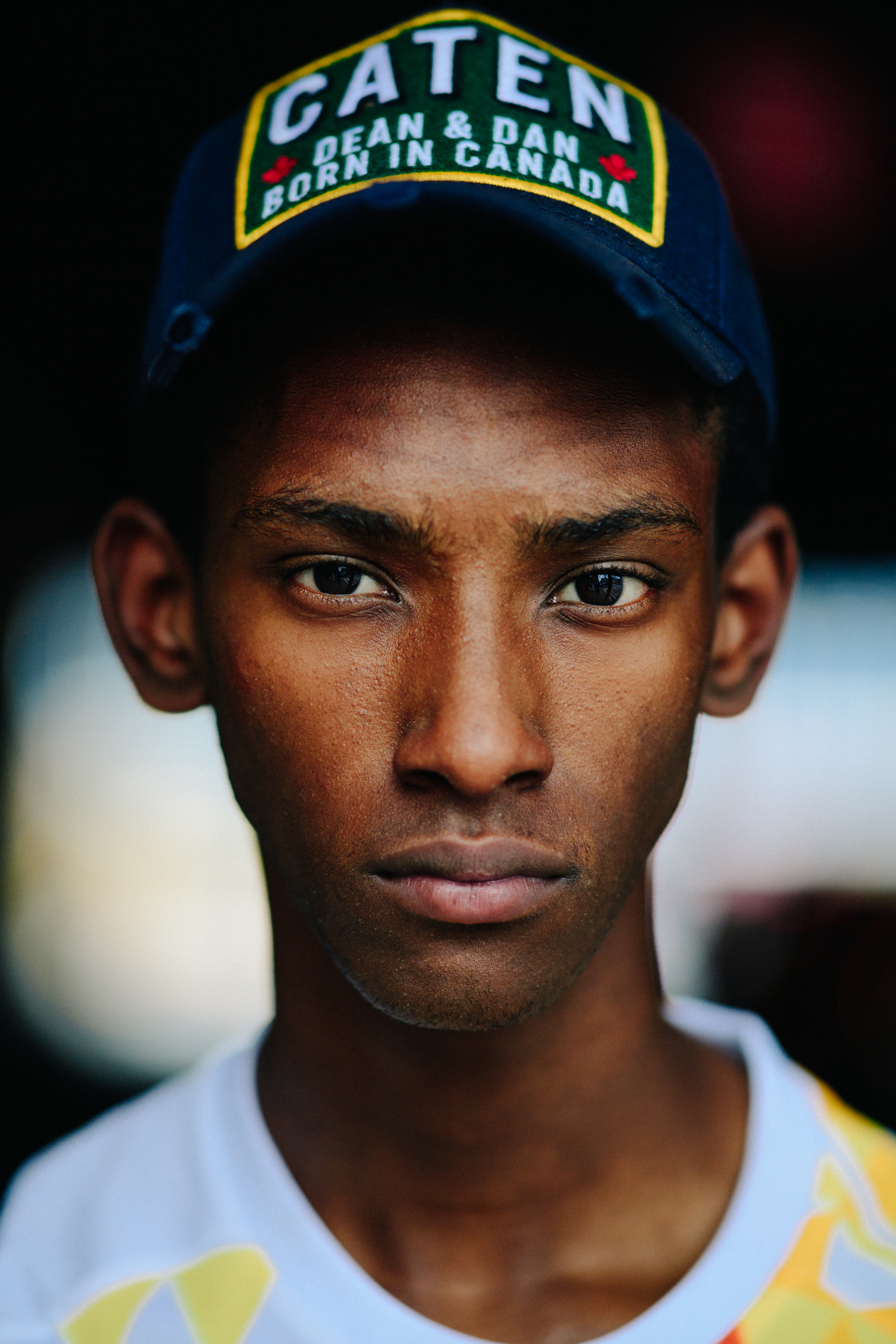 Portrait of a male model after a show