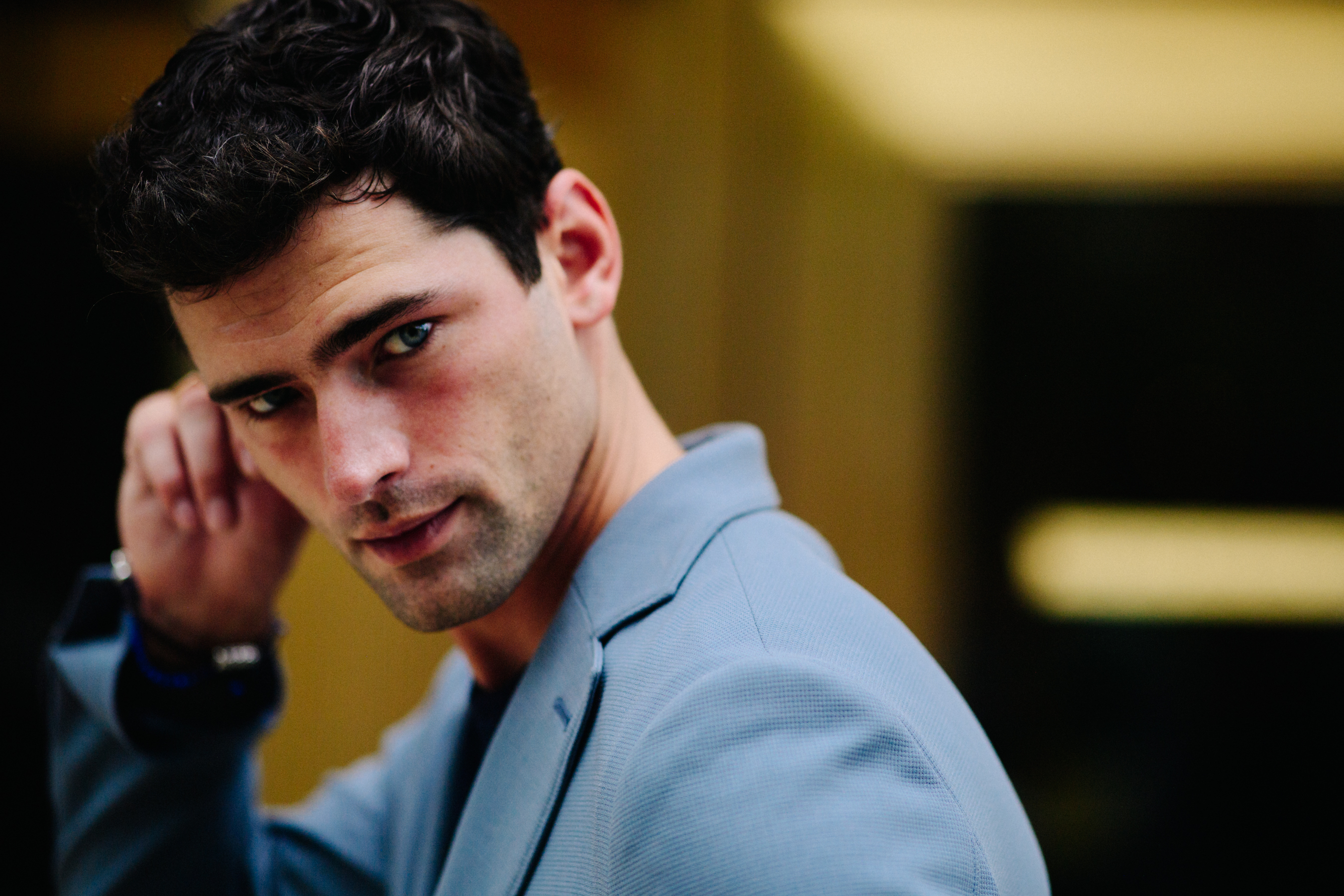American top male model wearing blazer