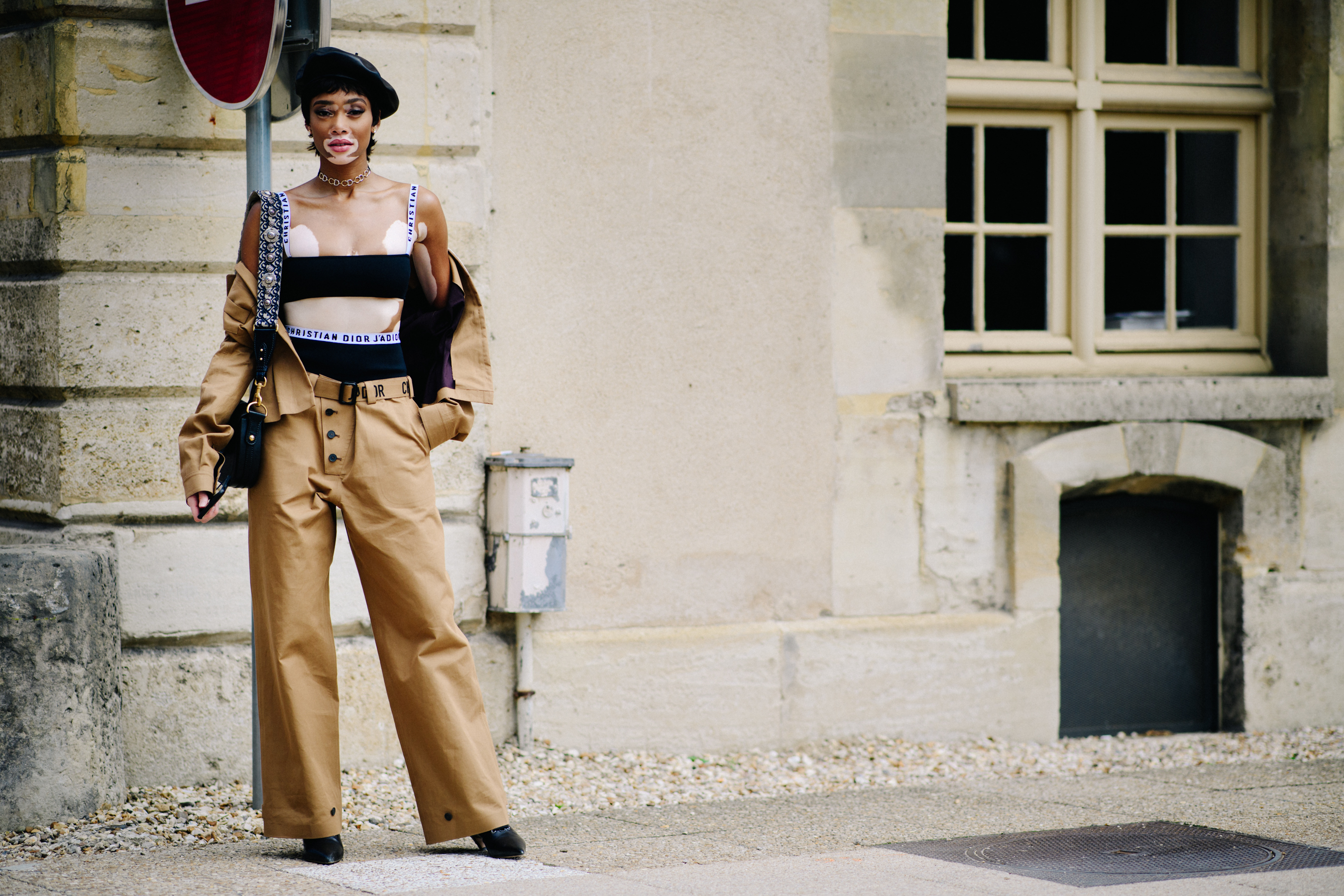 Model after Christian Dior couture show