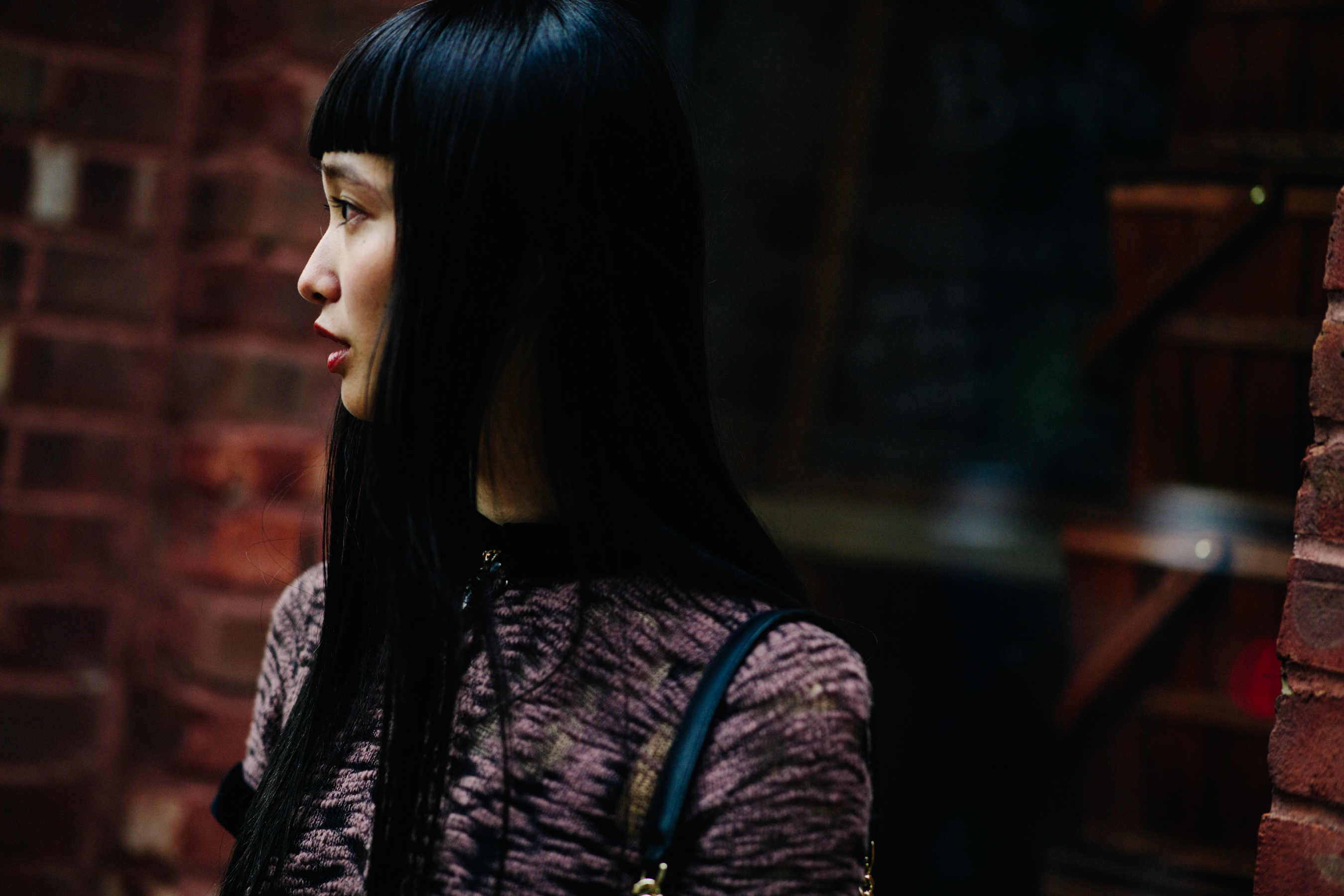 Japanese model with long black hair