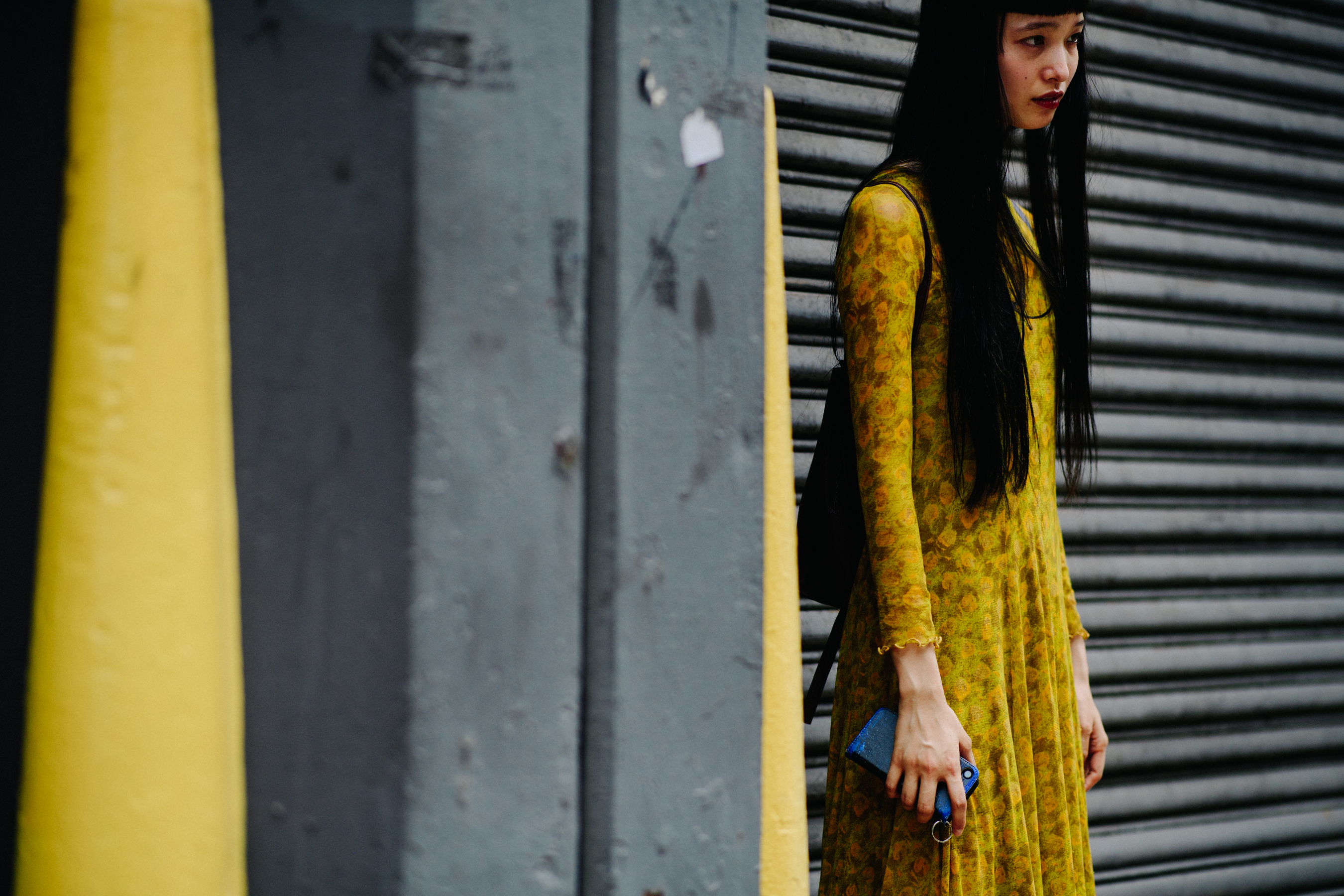 Japanese model wearing yellow dress