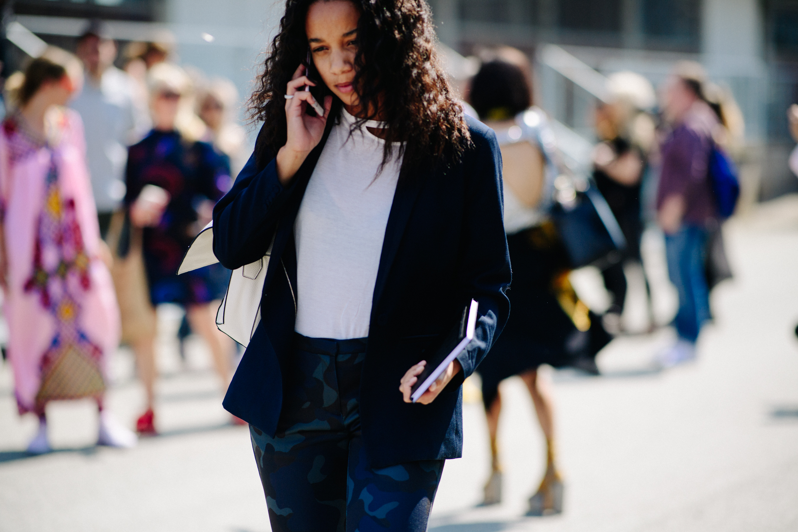 Woman wearing blue suit