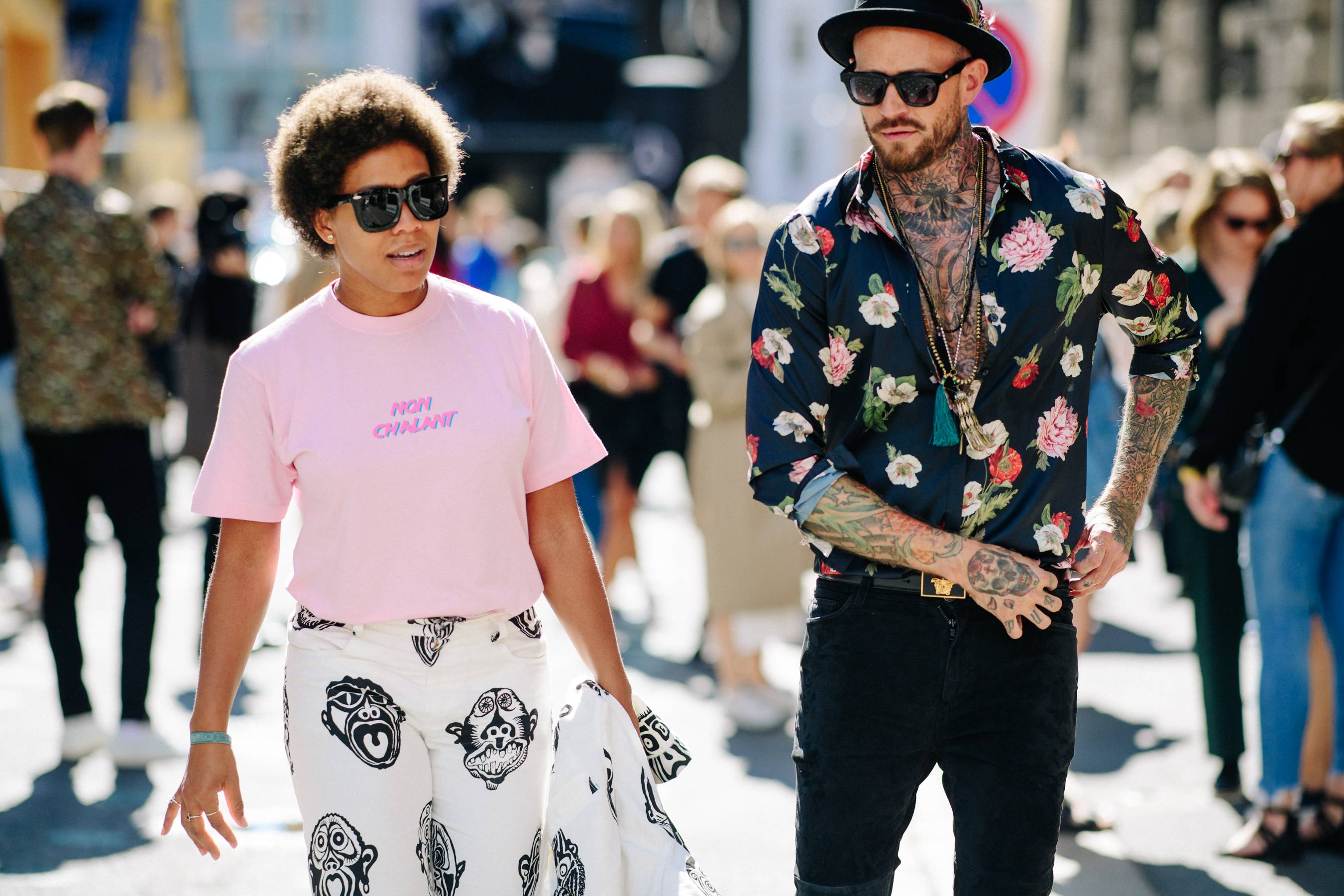 Man wearing floral silk shirt