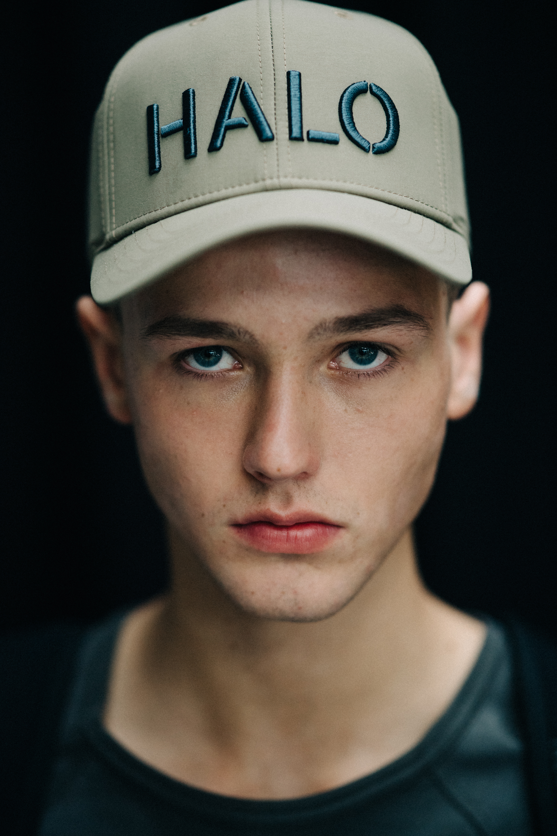 Portrait of a male model wearing baseball hat