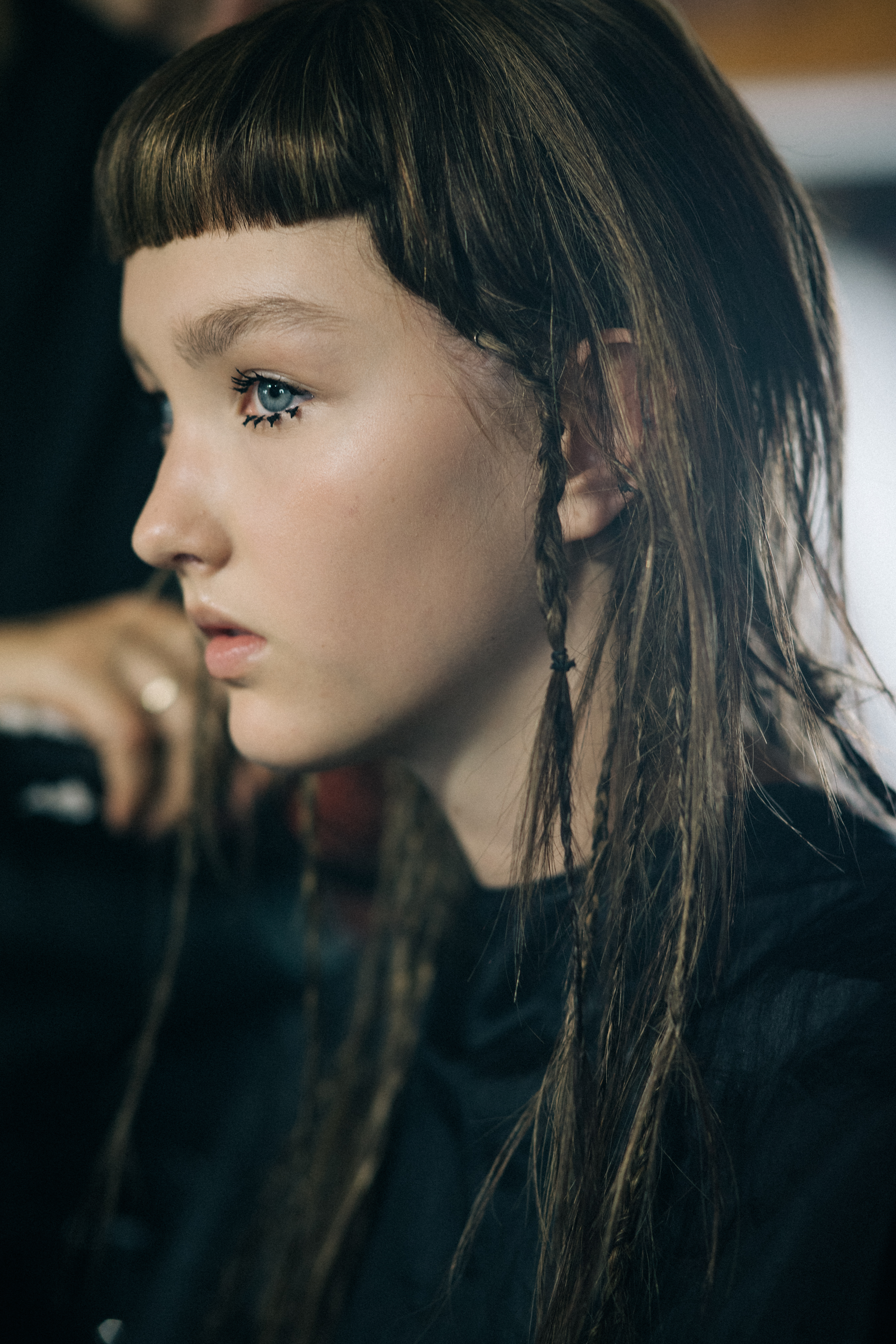 Model getting hair and make up done