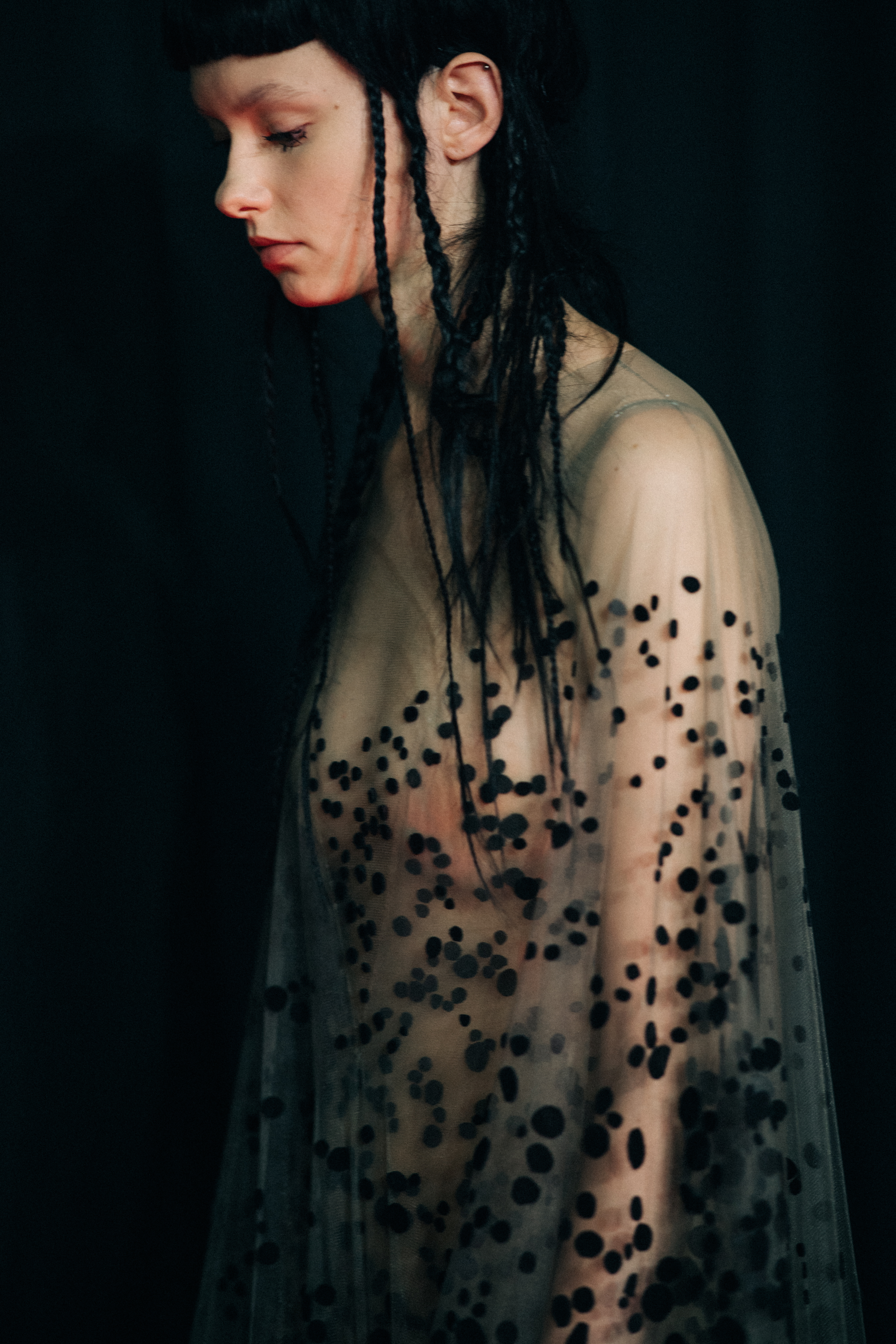 Models wearing beautiful sheer dresses