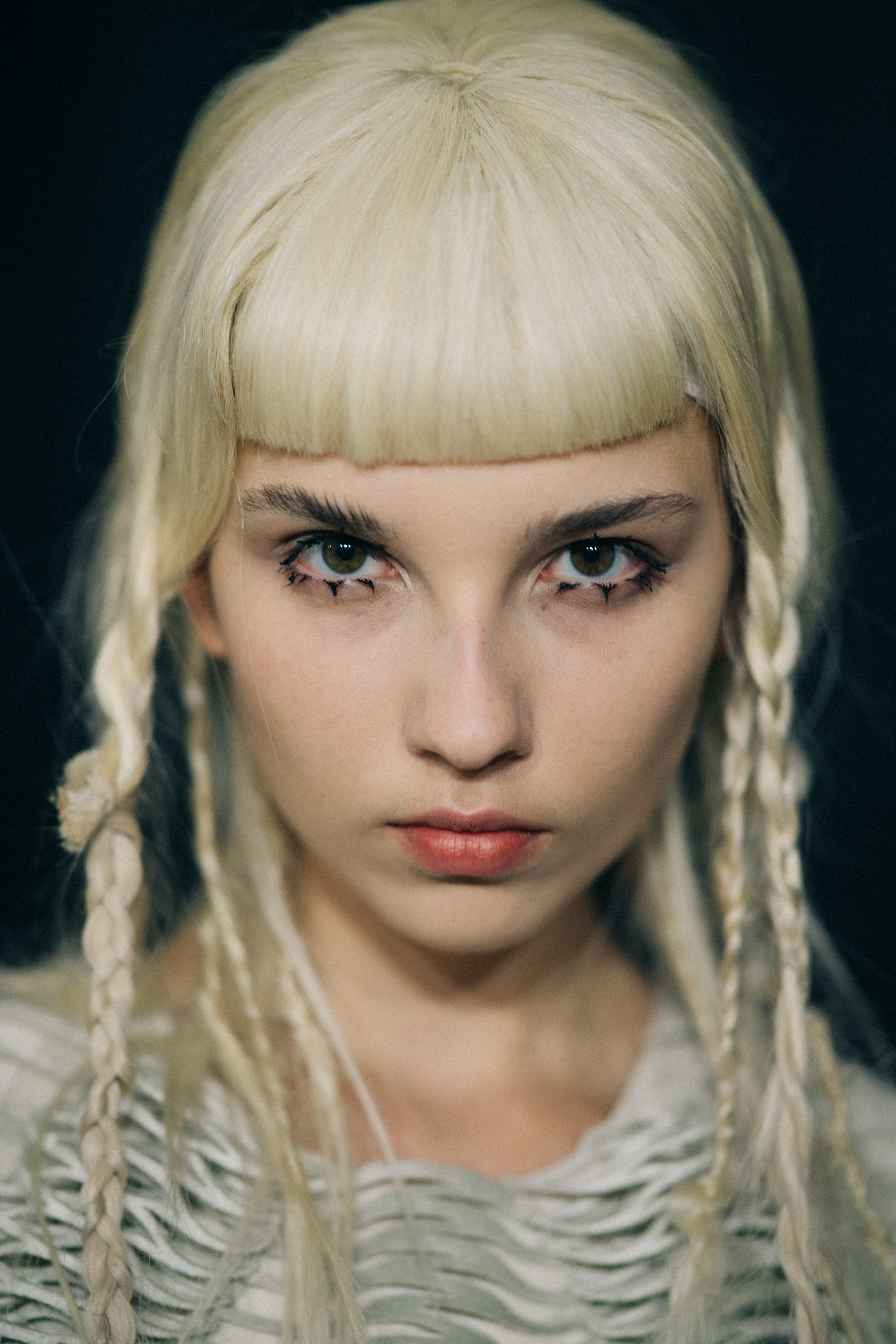 Portrait of a Russian model with braids