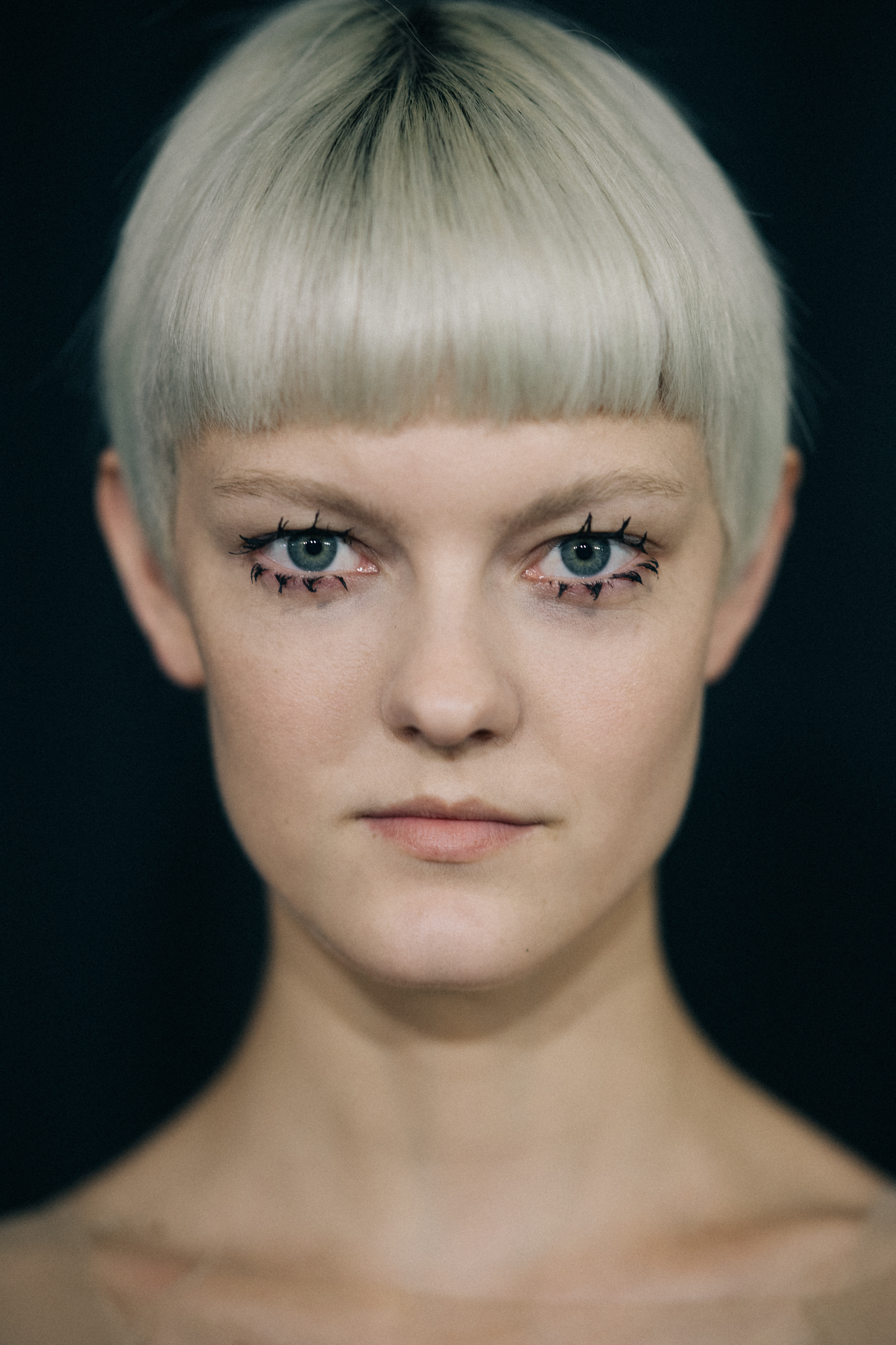 Portrait of a model before a show