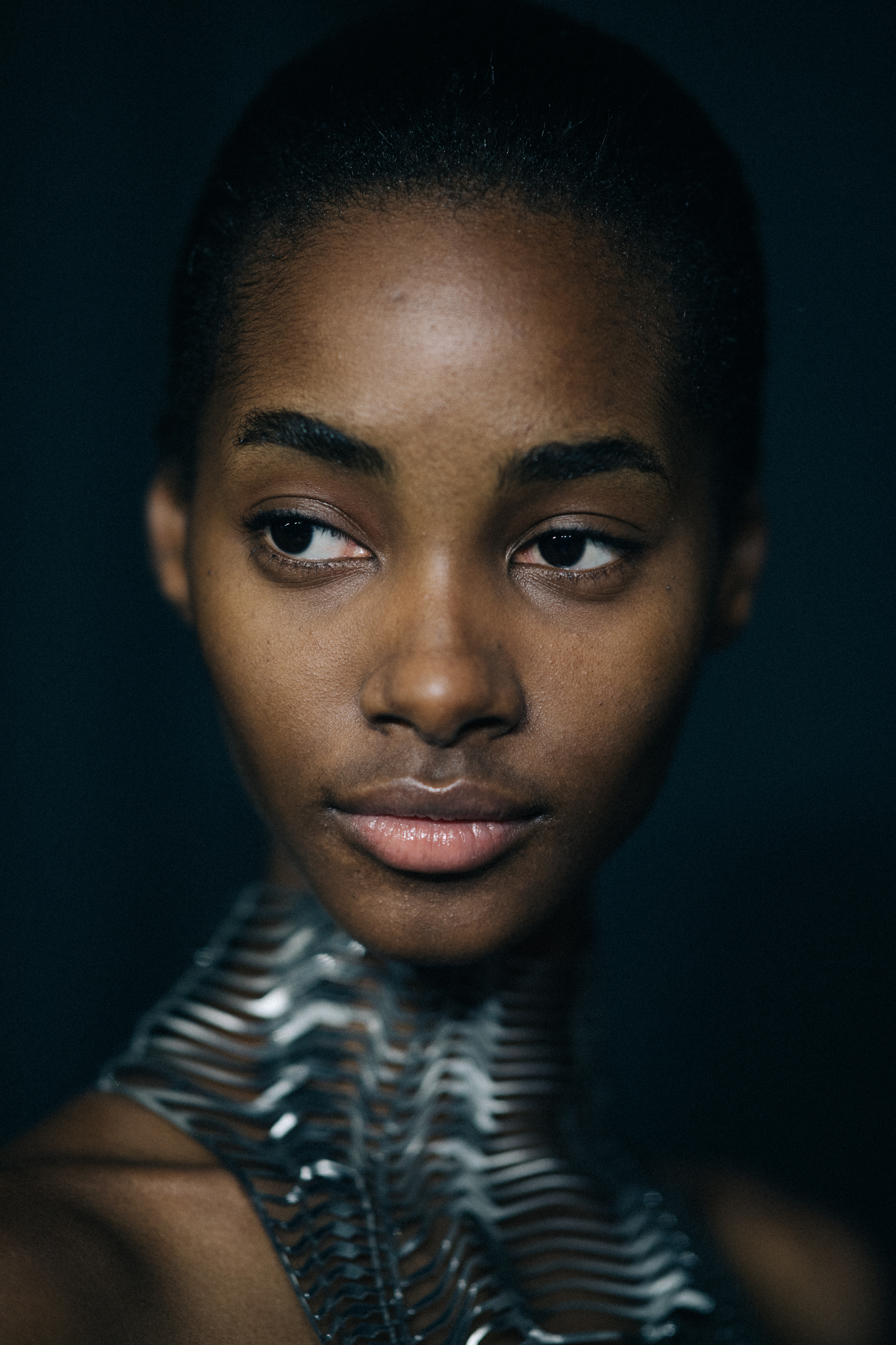 Portrait of a model before a show