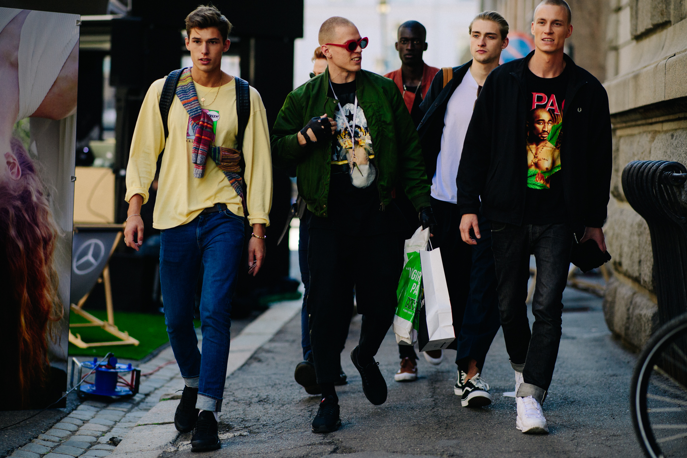 Group of male models after a show