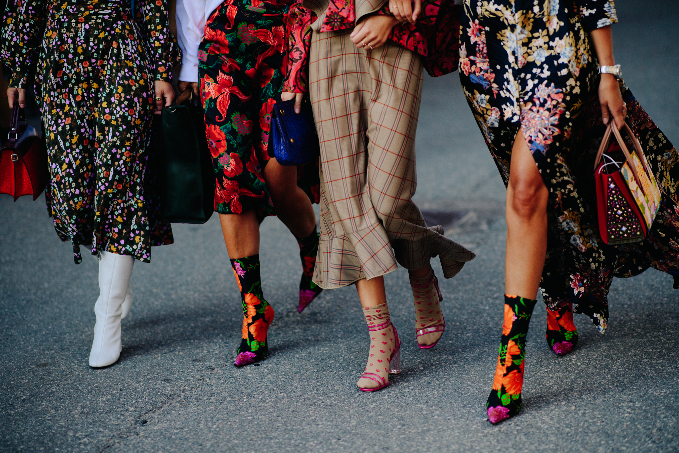 Group of bloggers wearing floral garments