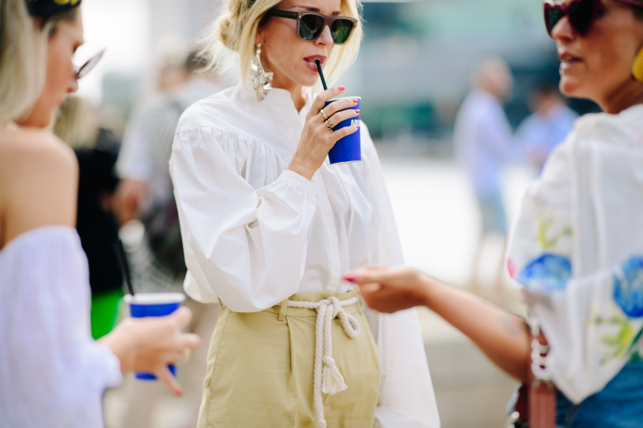 Woman wearing white shirt