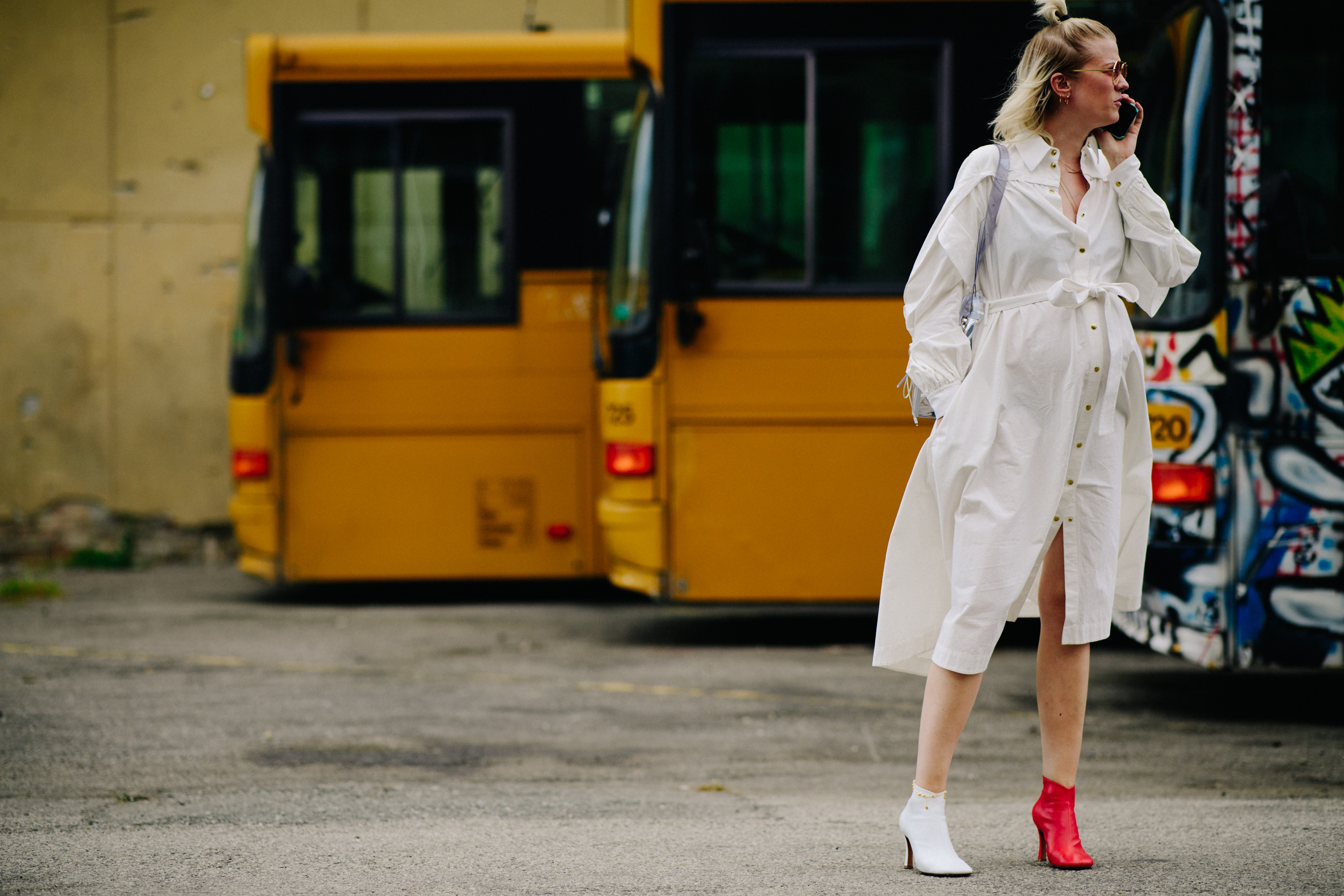 Woman wearing Céline boots