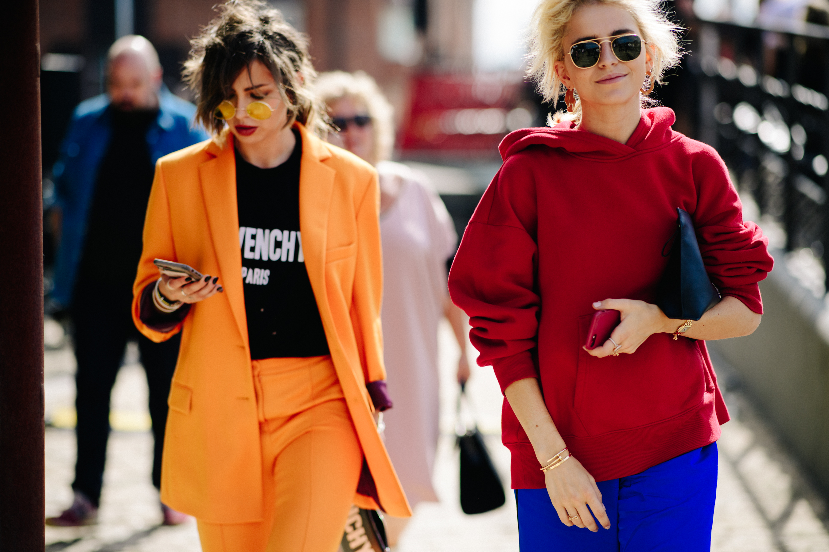 German blogger wearing red hoodie