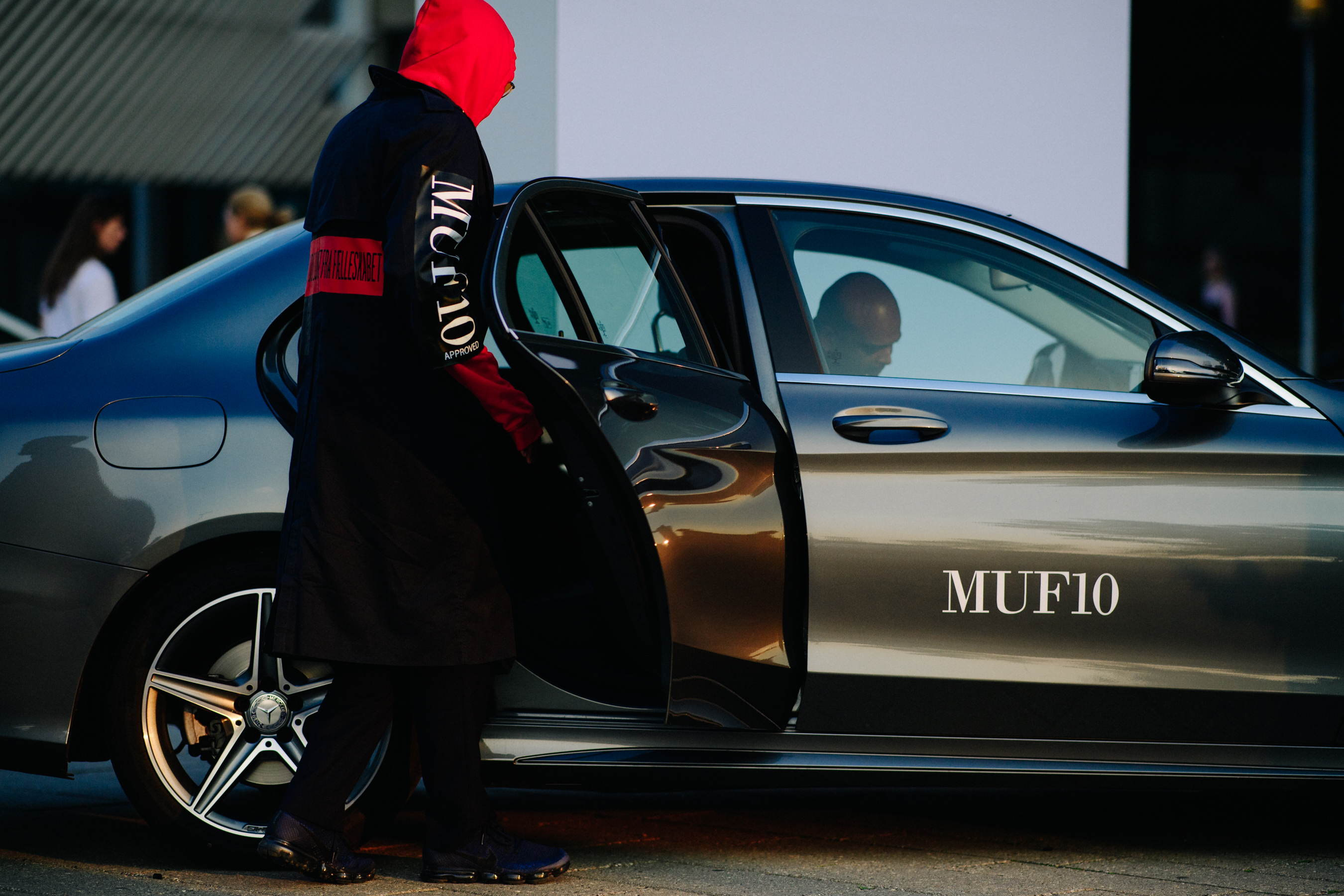 Danish clothing designer wearing MUF10