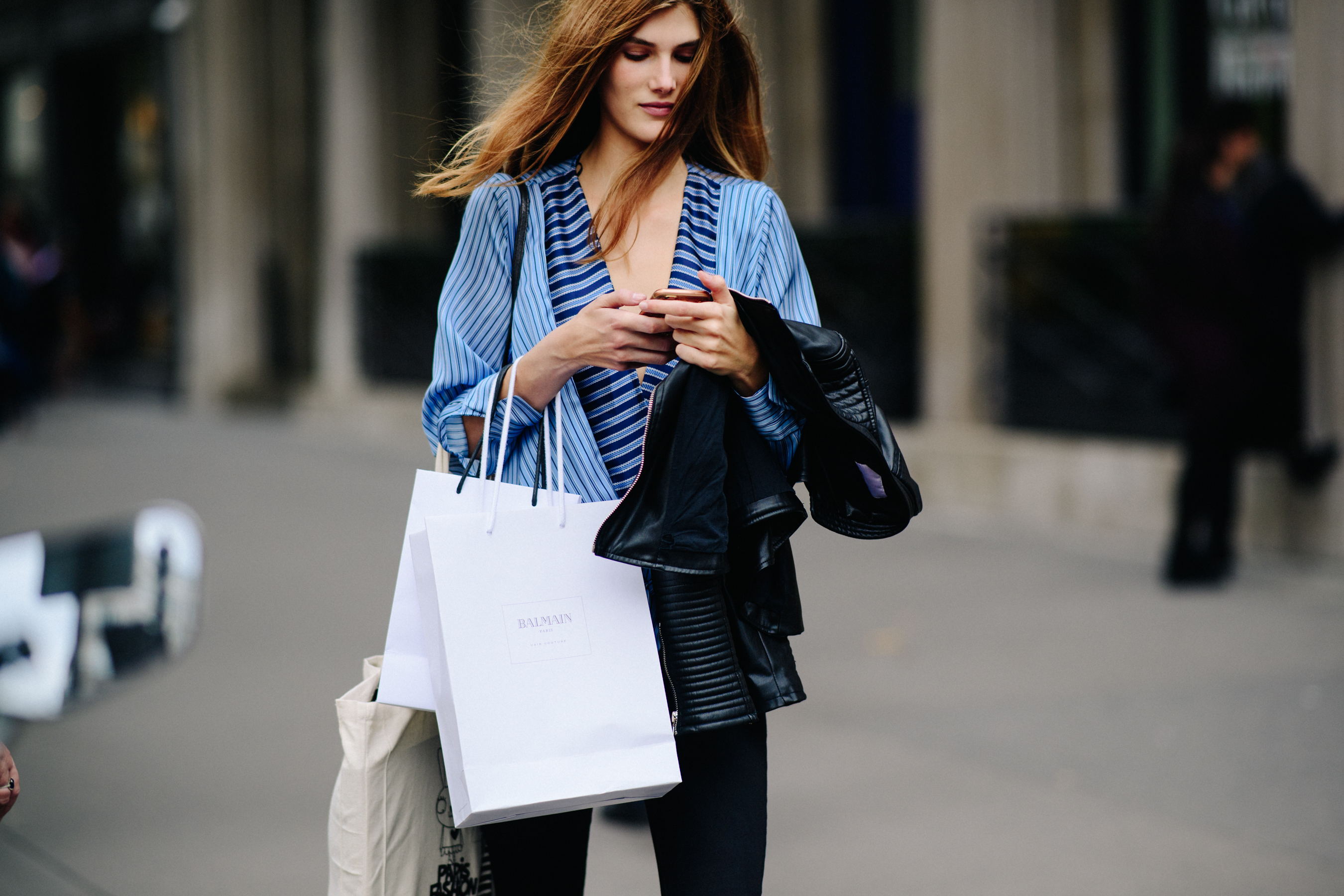 Model with long hair after a show