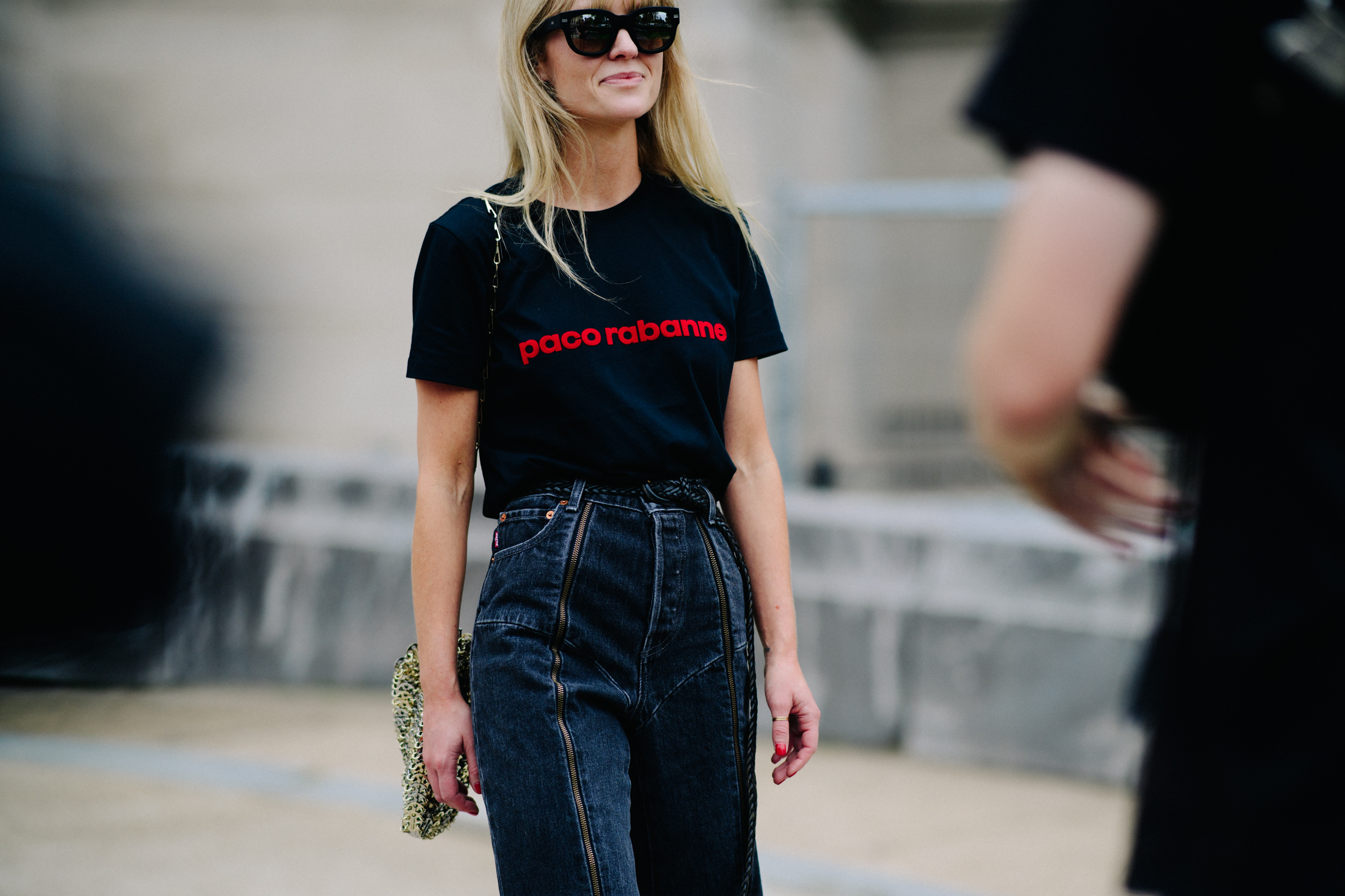 Woman wearing Levi's x Vetements
