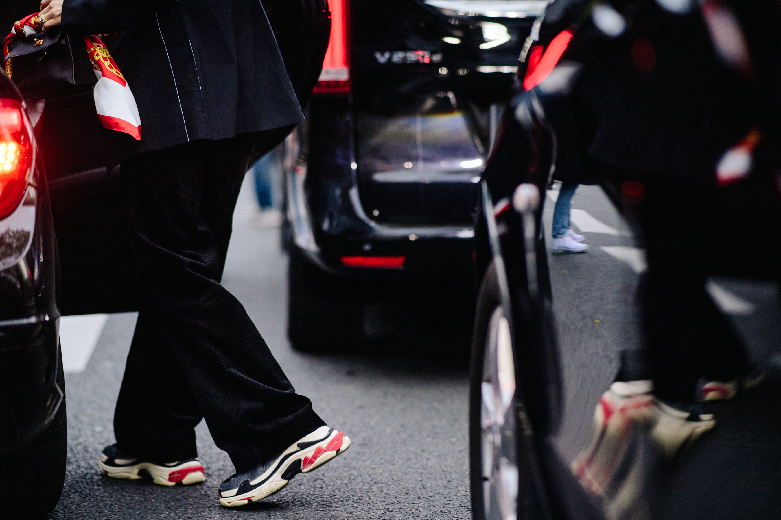 Blogger wearing Balenciaga Triple S sneakers
