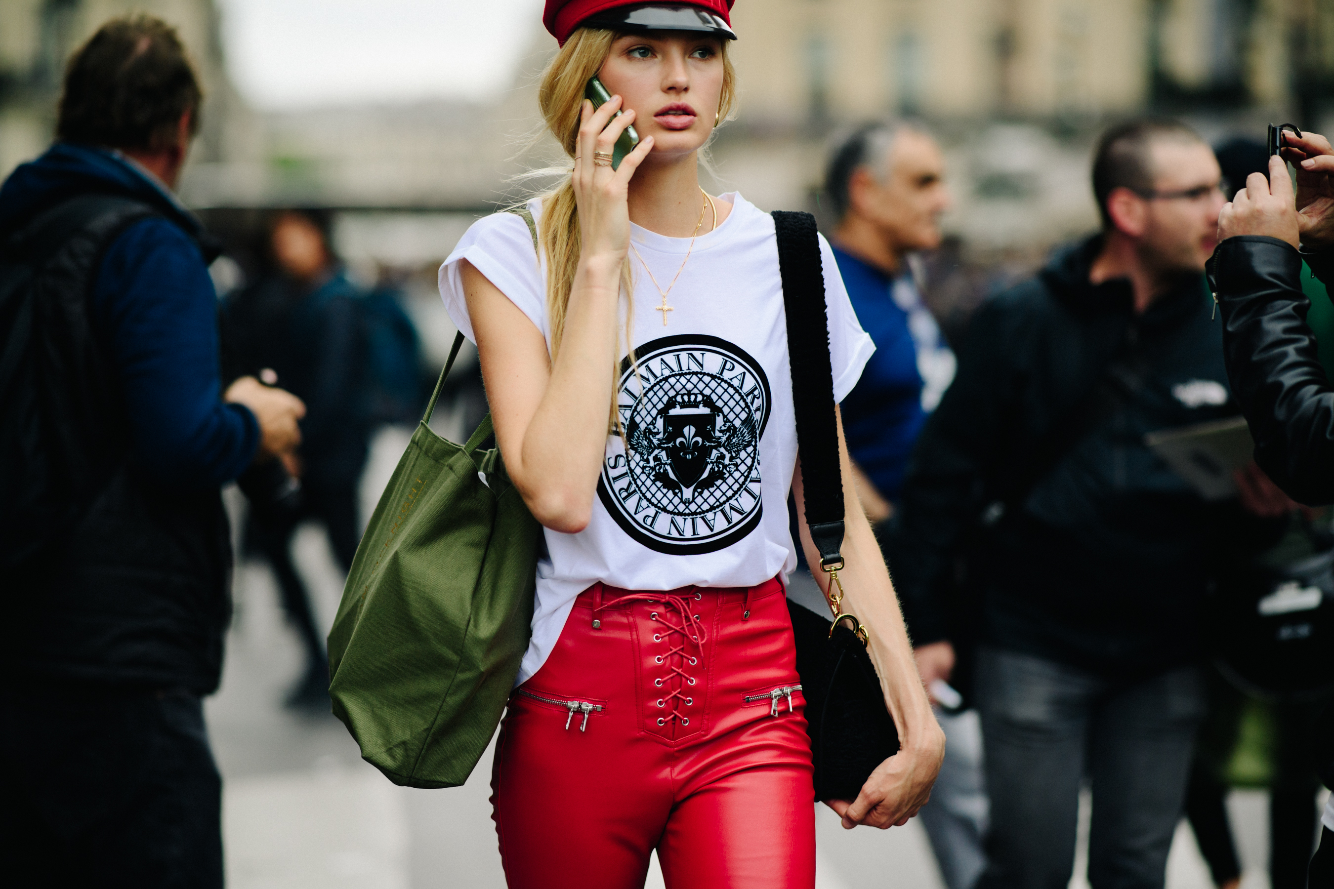 Model with long hair after a show