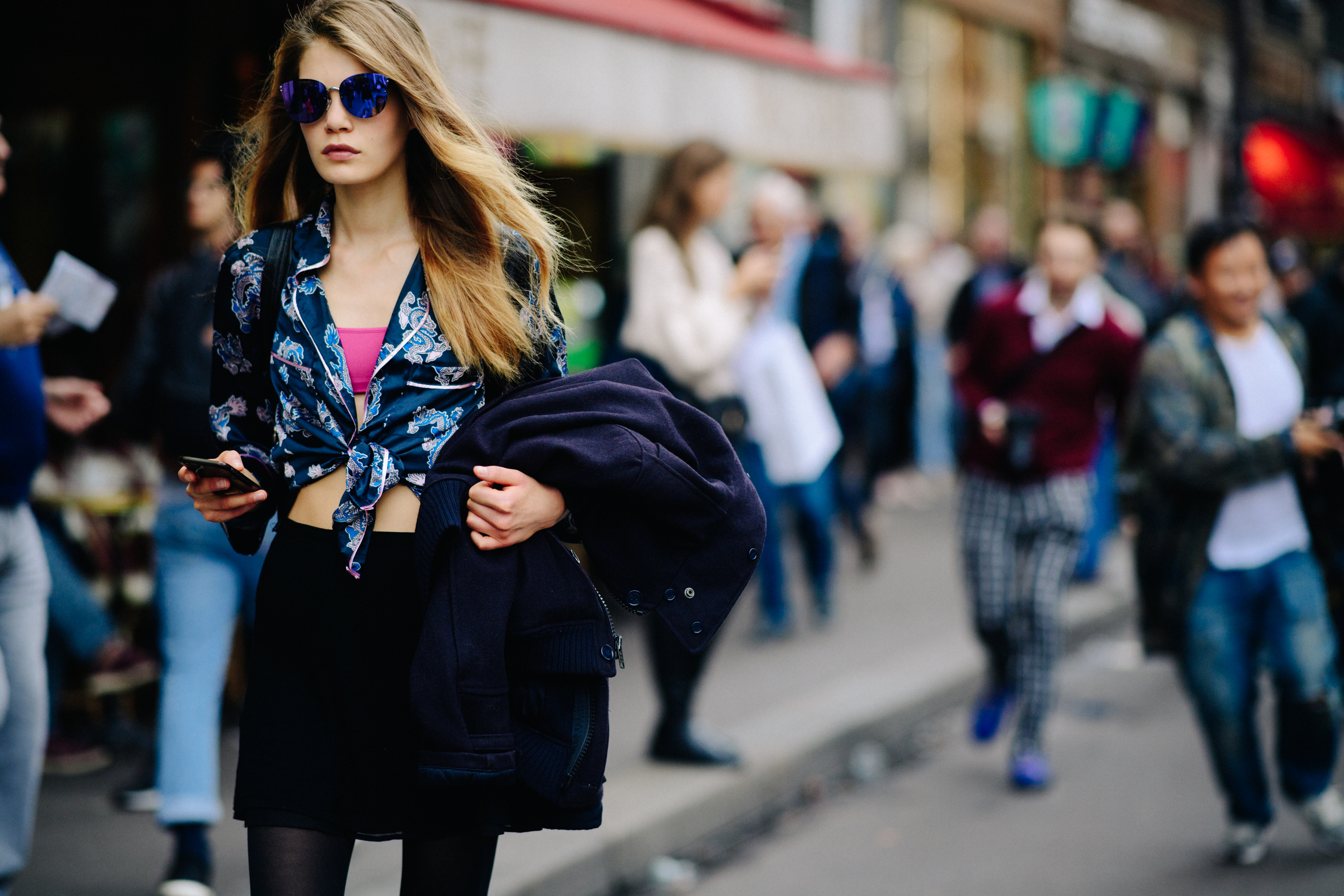 Model with long hair after a show