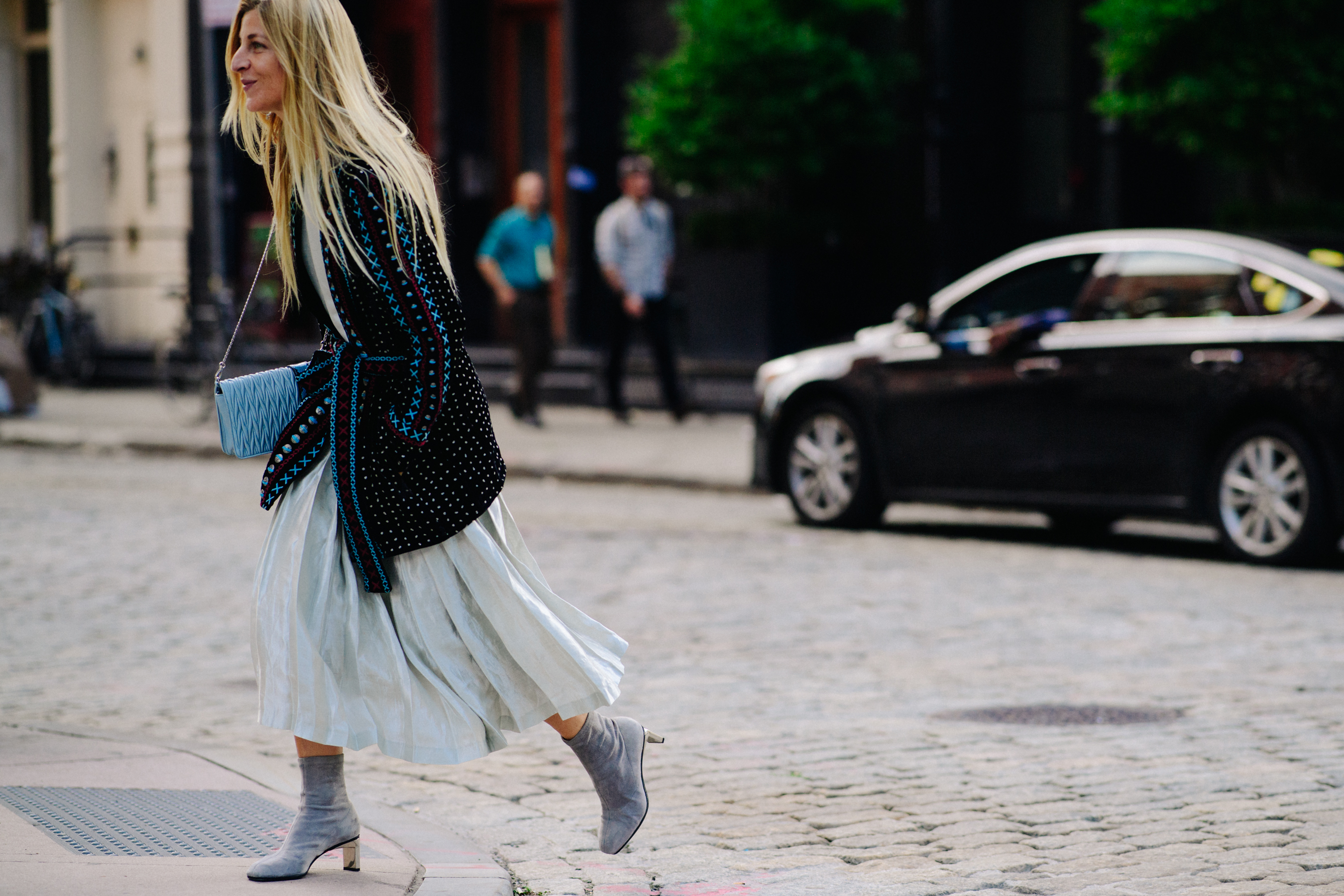 Italian stylist wearing long skirt