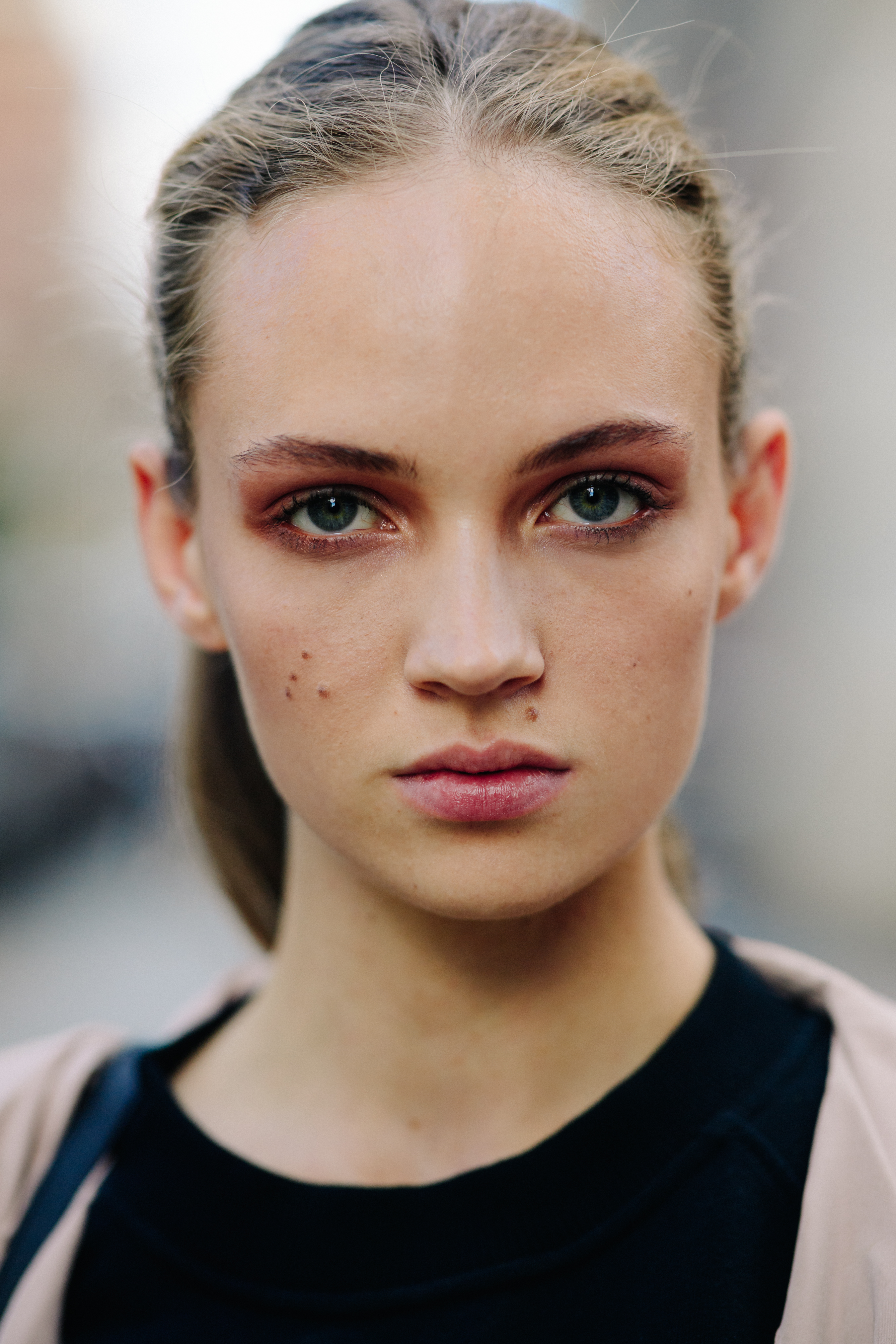 Portrait of a model with beauty marks