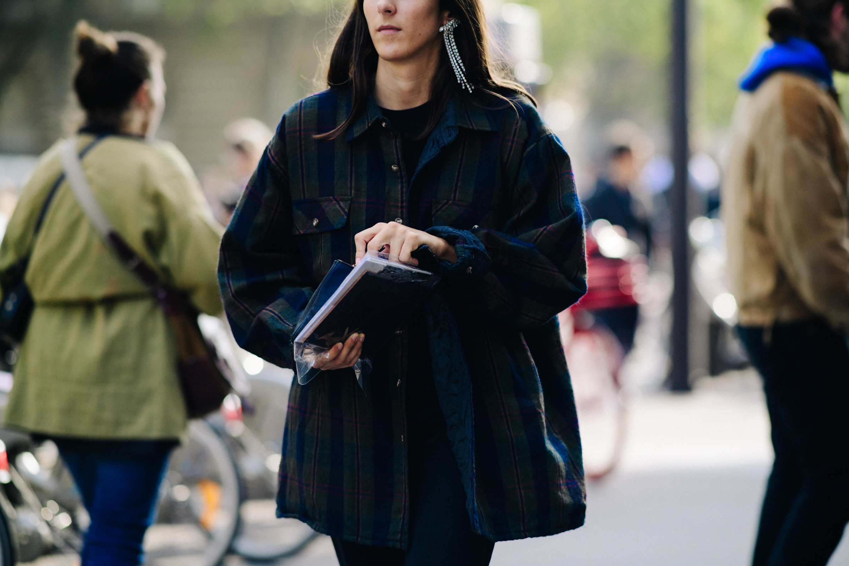 Woman wearing oversized shirt