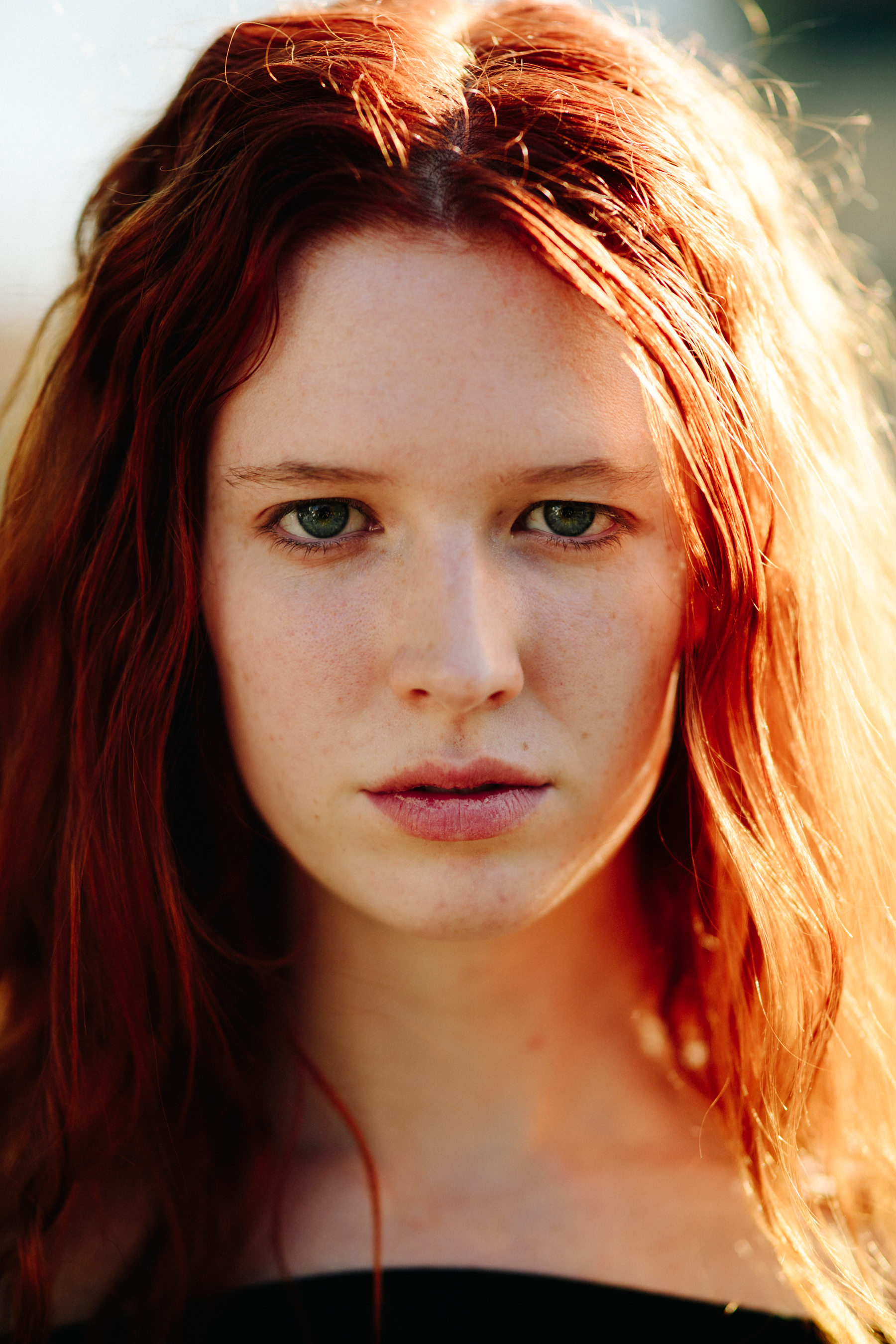 Portrait of model with red hair